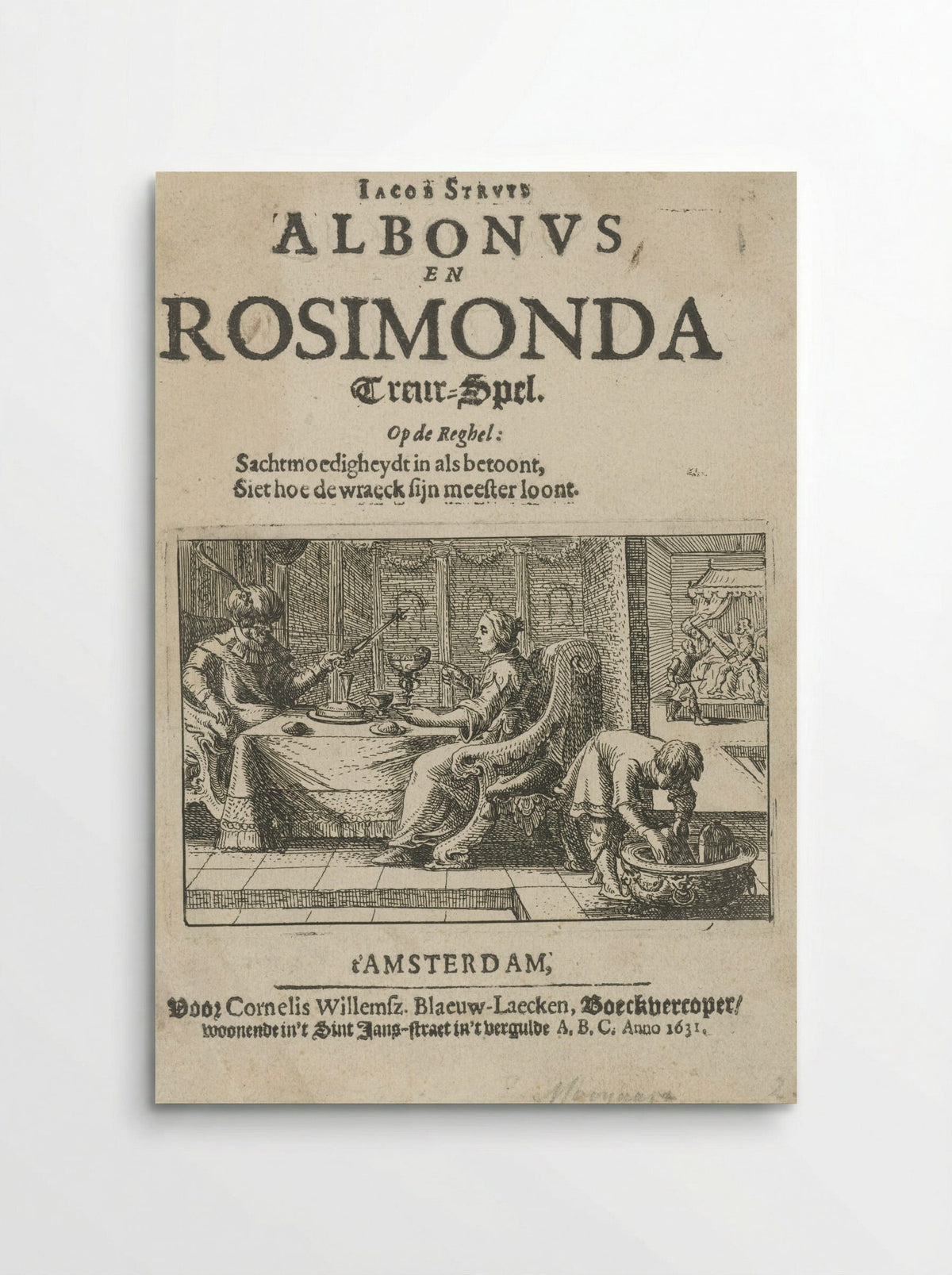 Title Page for Albonus en Rosimonda - Nicolaes Moeyaert - Poster