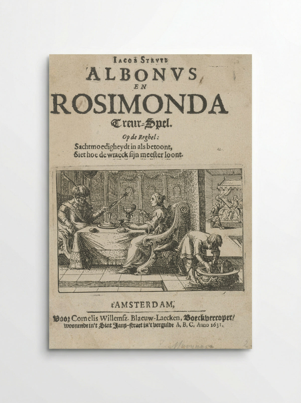 Title Page for Albonus en Rosimonda - Nicolaes Moeyaert - Poster