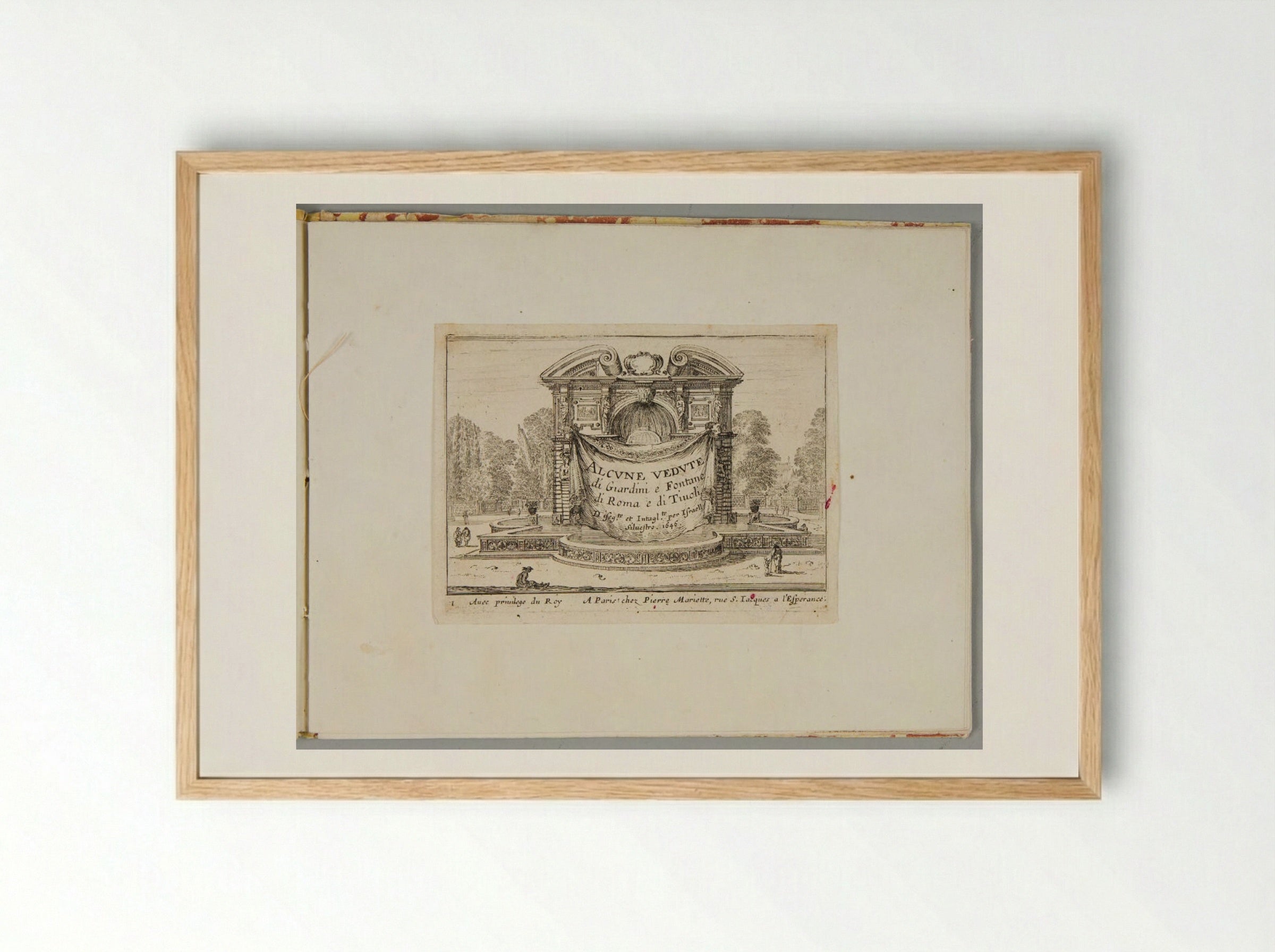 Title Page for Alcune Vedute di Giardini e Fontane di Roma e di Tivoli - Israël Silvestre - Framed Print Wood