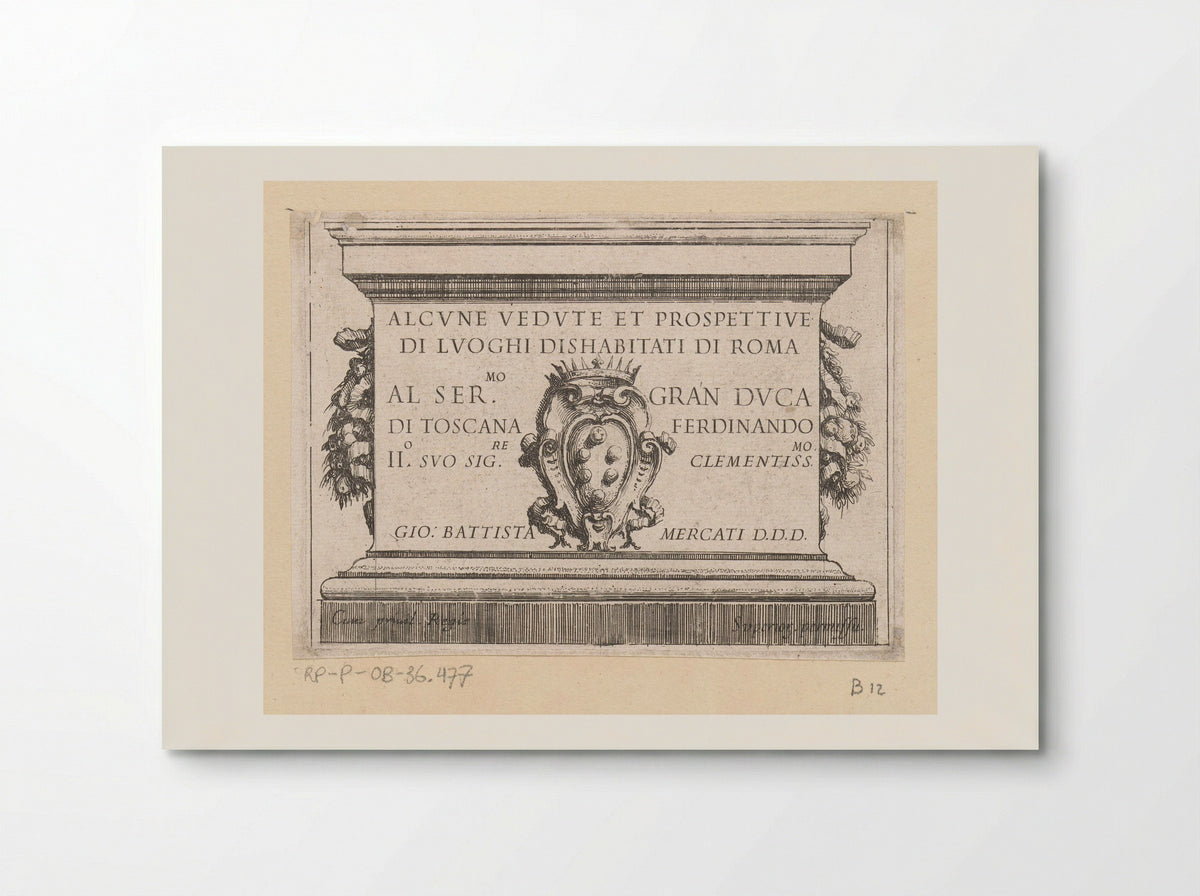 Title Page for Alcune Vedute et Prospettive di Luoghi Dishabitati di Roma - Giovanni Battista Mercati - Poster