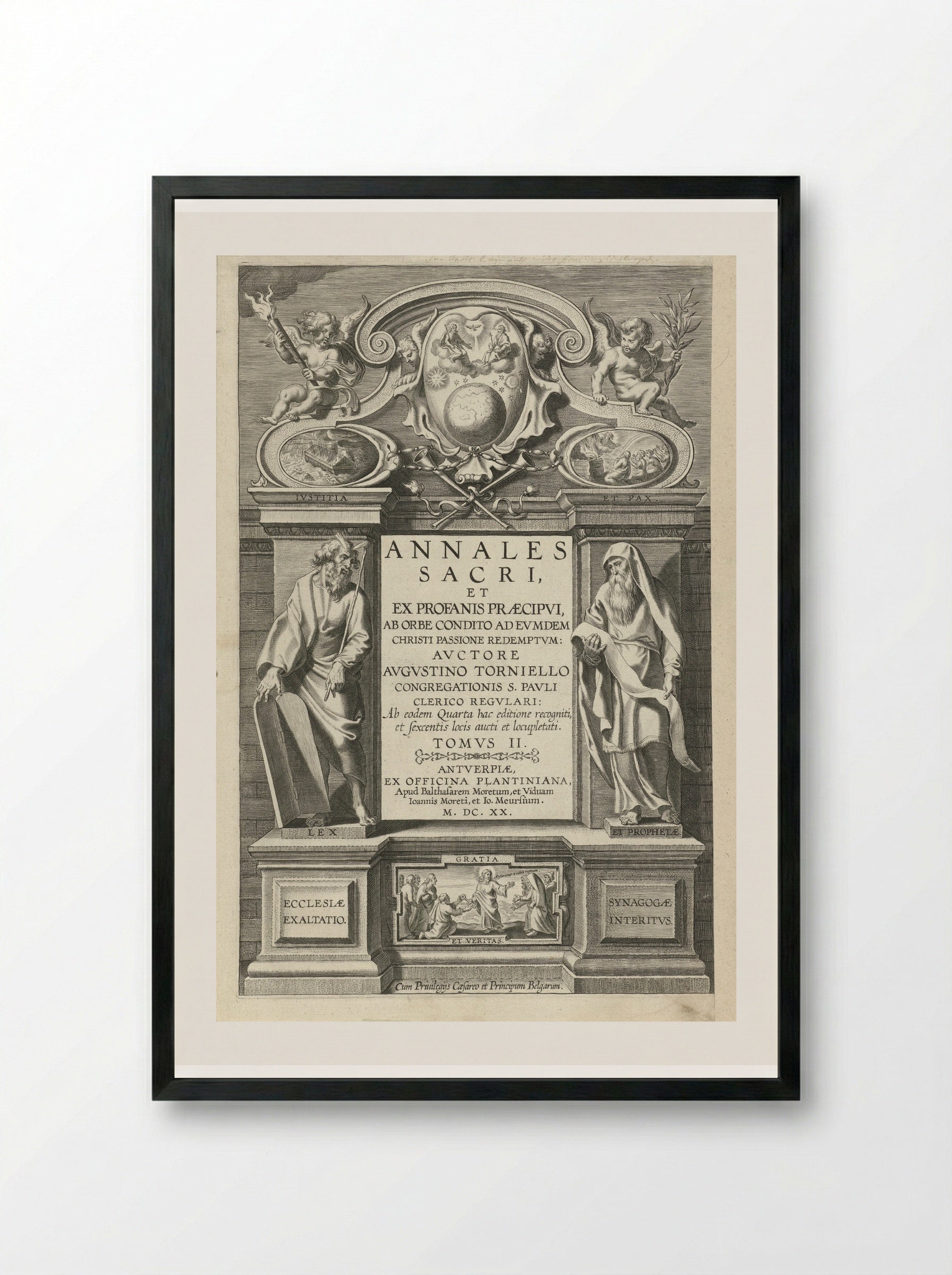 Title Page for Annales Sacri, Volume II - Theodoor Galle - Framed Print Black