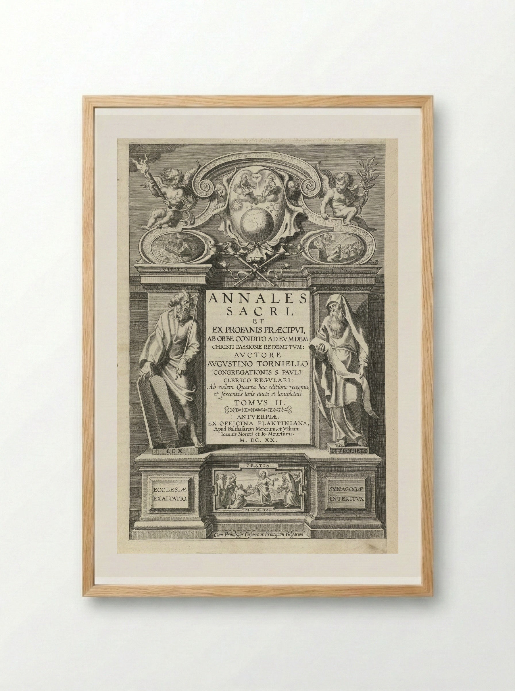 Title Page for Annales Sacri, Volume II - Theodoor Galle - Framed Print Wood