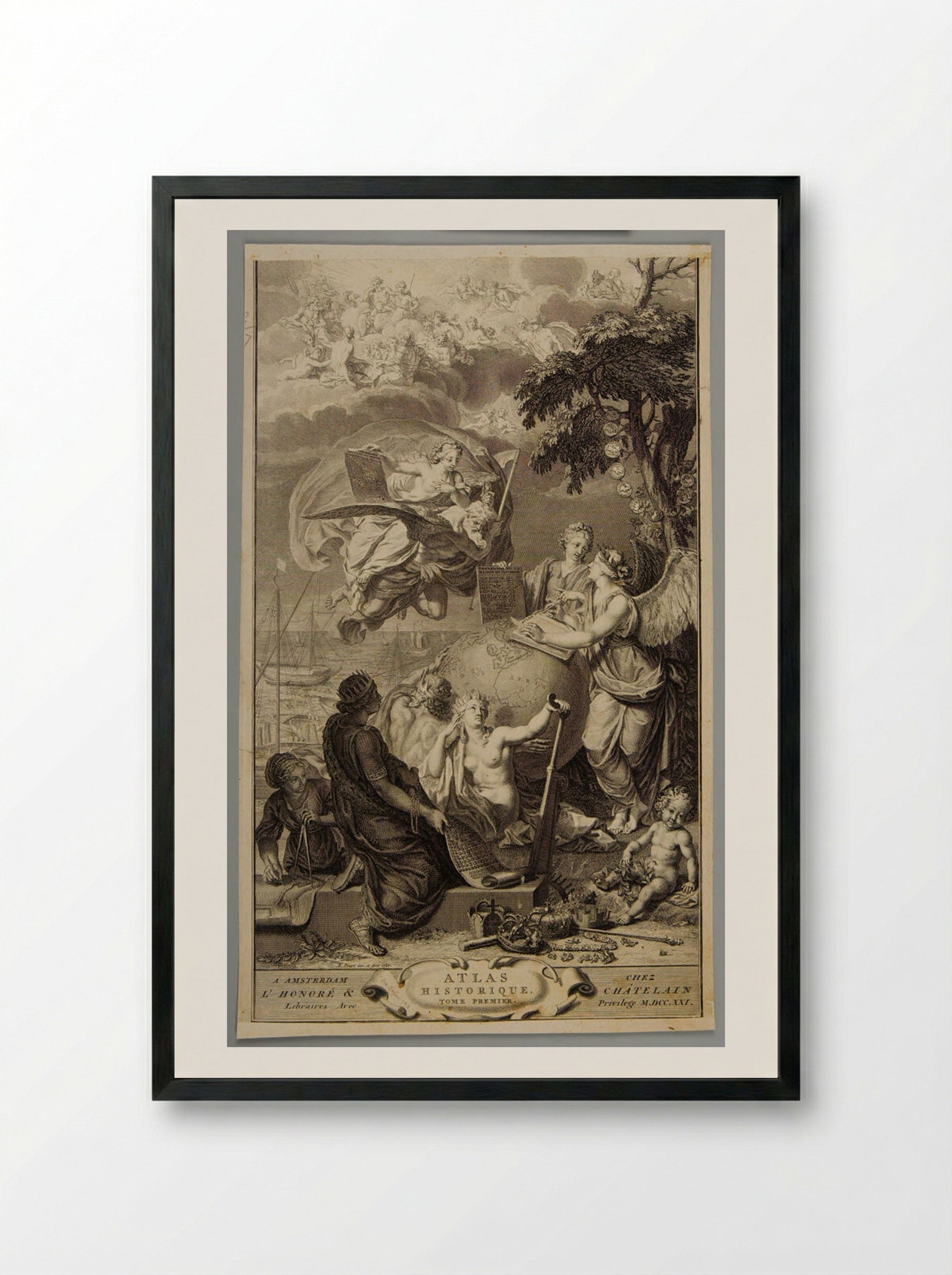 Title Page for Atlas Historique - Bernard Picart - Framed Print Black