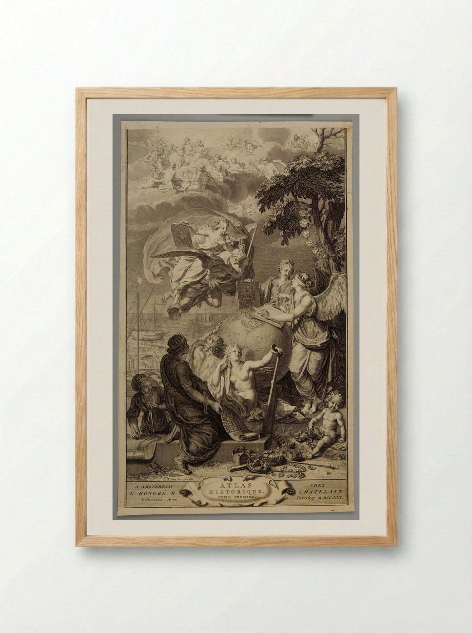 Title Page for Atlas Historique - Bernard Picart - Framed Print Wood