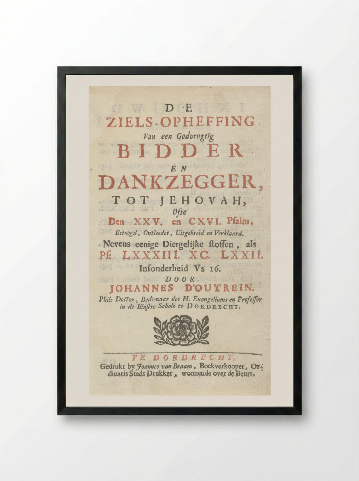 Title Page for De ziels-opheffing - Arnold Houbraken - Framed Print Black