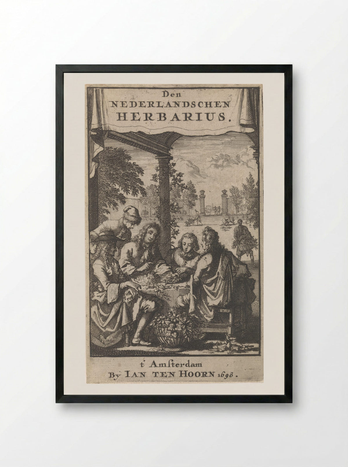 Title Page for Den Nederlandschen Herbarius - Caspar Luyken - Framed Print Black