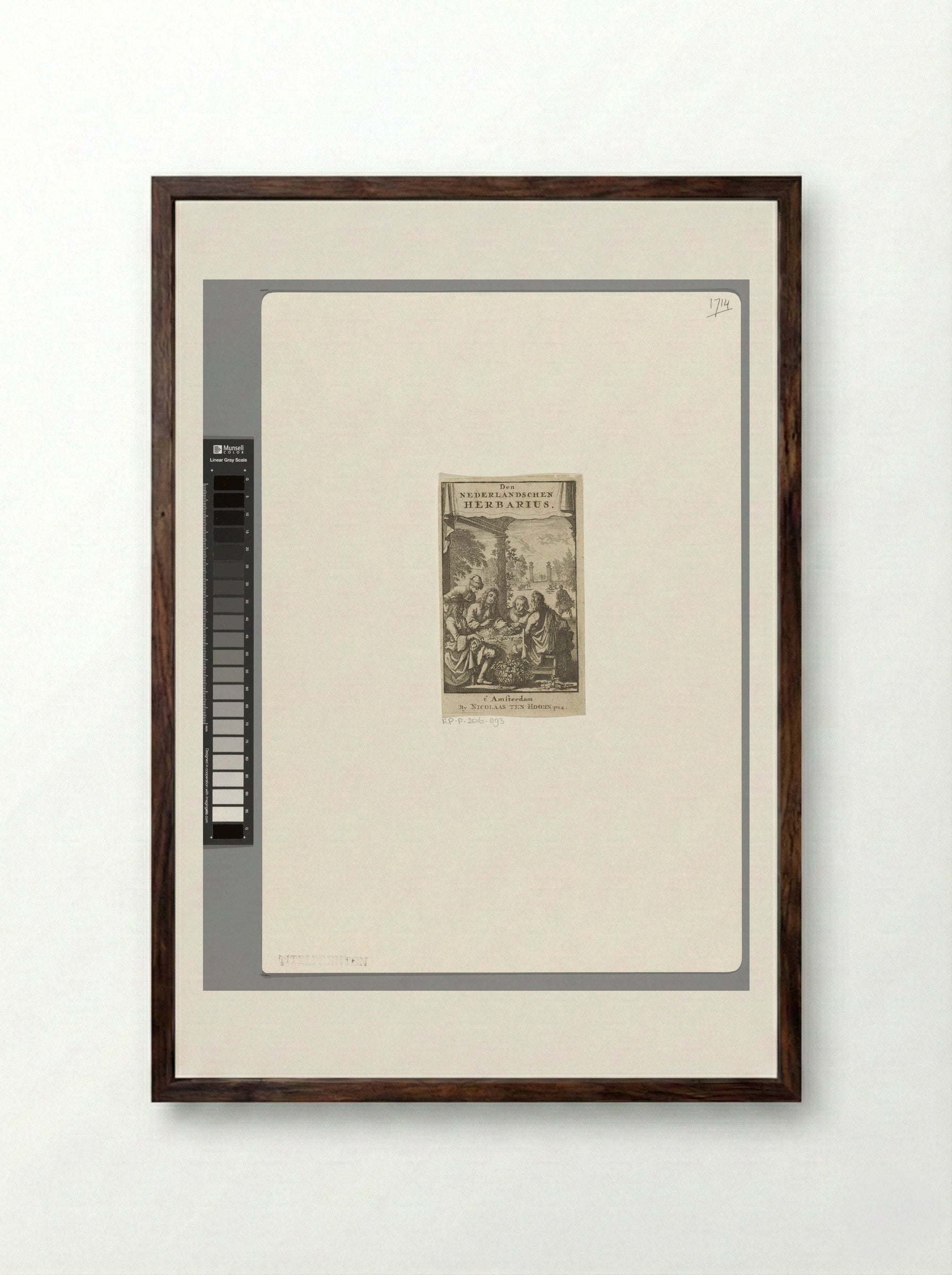 Title Page for Den Nederlandschen Herbarius - Caspar Luyken - Framed Print Dark Wood