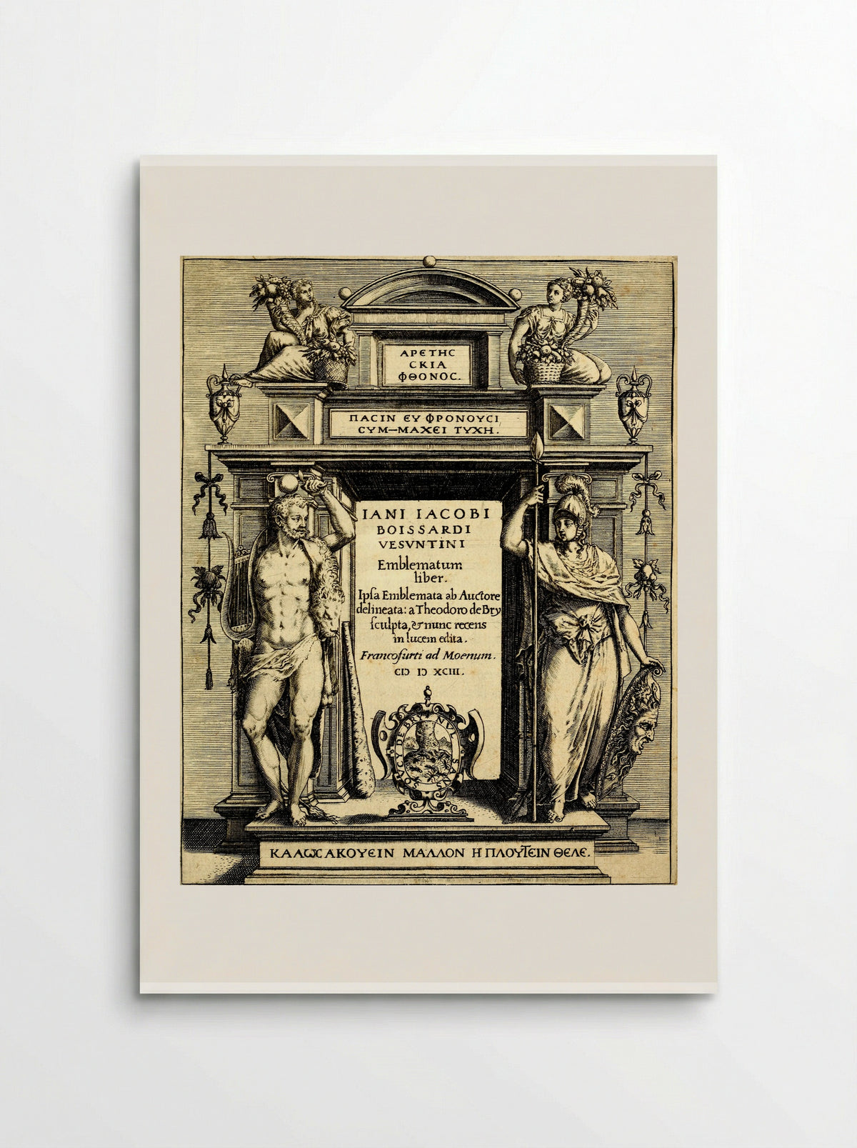 Title Page for Emblematum Liber - Theodor de Bry - Poster