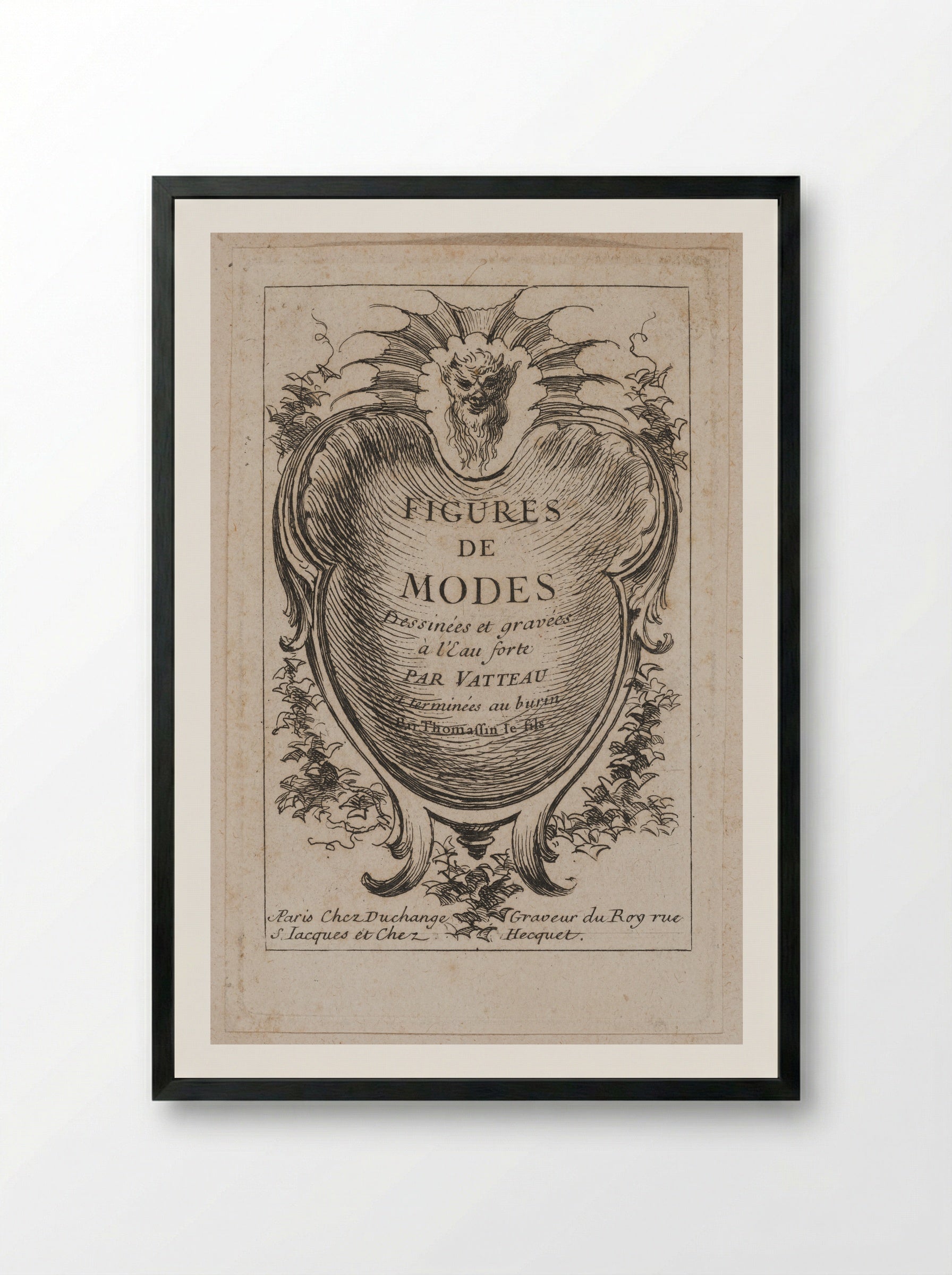 Title Page for Figures de Modes - Jean-Antoine Watteau - Framed Print Black