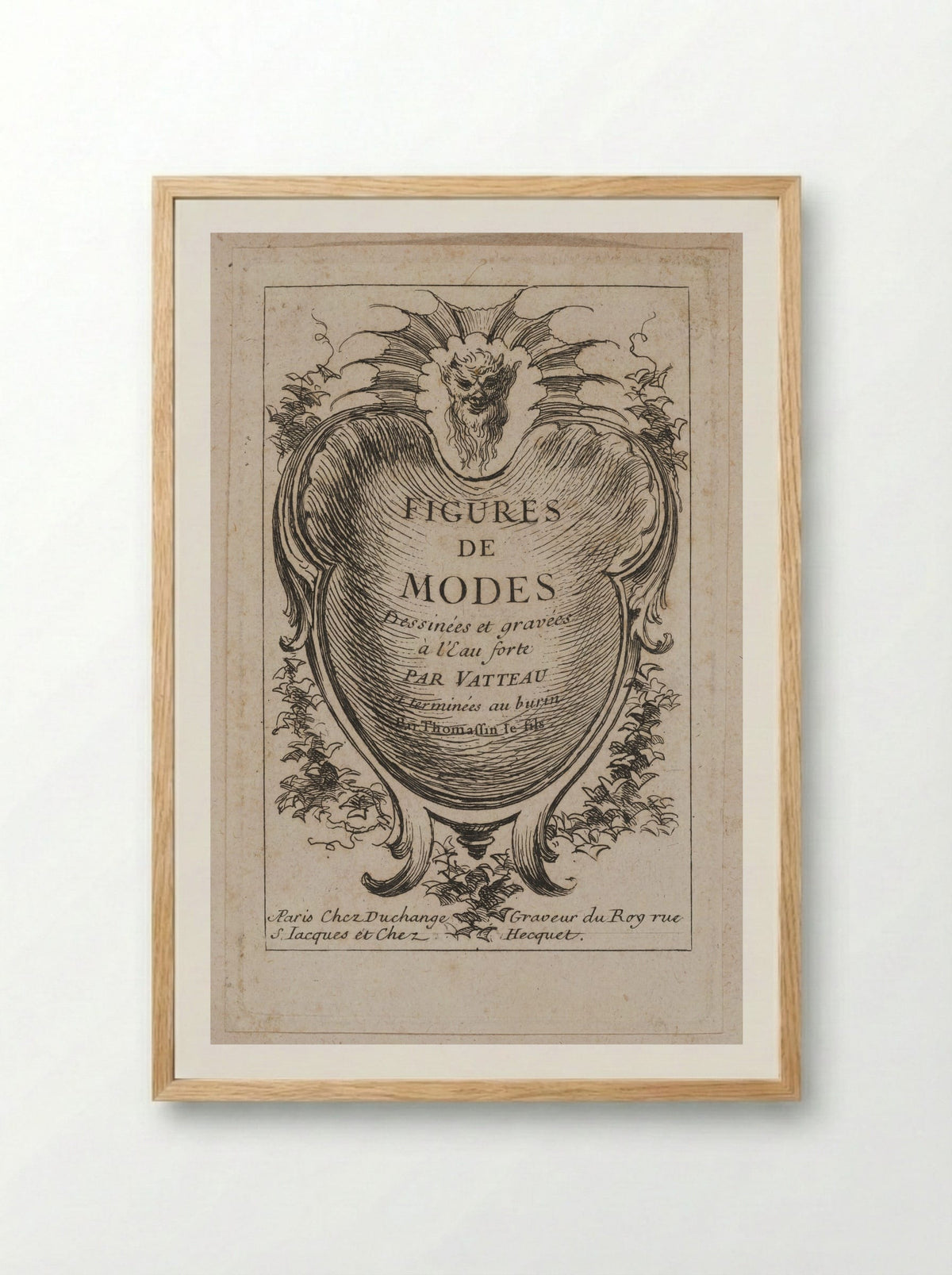 Title Page for Figures de Modes - Jean-Antoine Watteau - Framed Print Wood