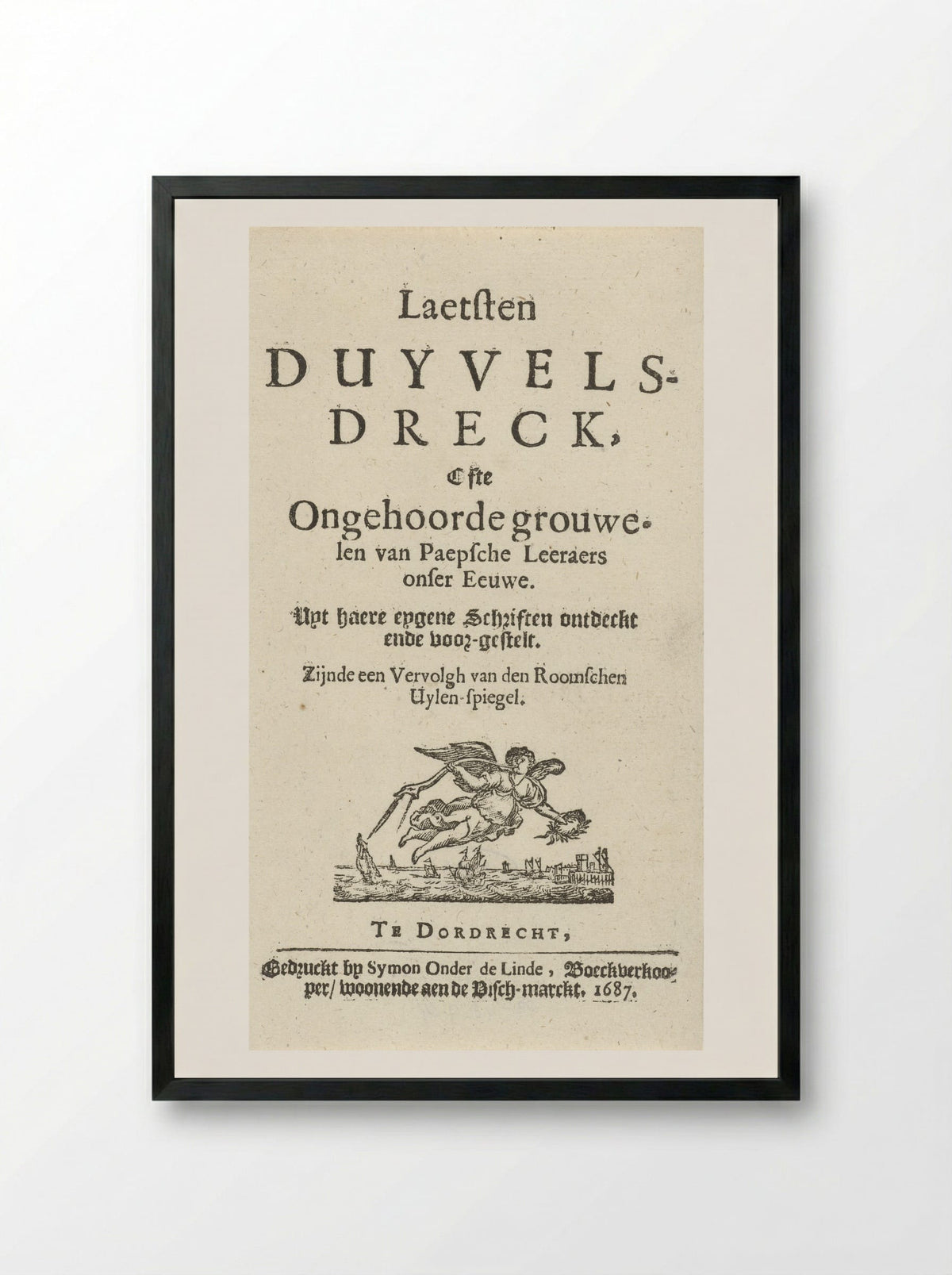 Title Page for J. Lydius, Laetsten duyvels-dreck - Arnold Houbraken - Framed Print Black