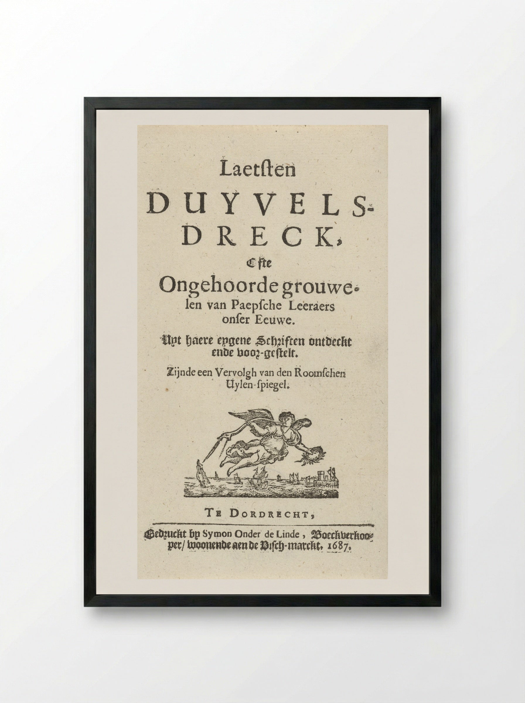 Title Page for J. Lydius, Laetsten duyvels-dreck - Arnold Houbraken - Framed Print Black