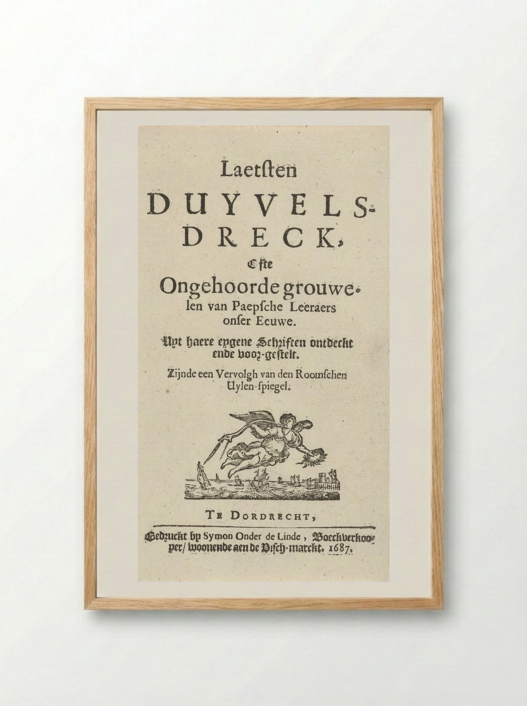 Title Page for J. Lydius, Laetsten duyvels-dreck - Arnold Houbraken - Framed Print Wood
