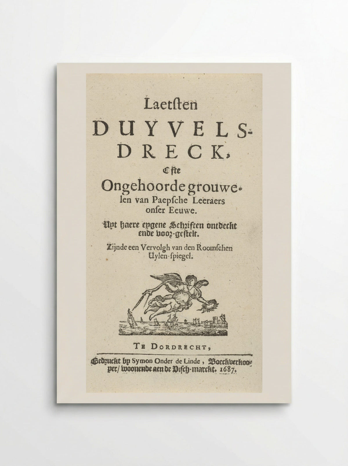 Title Page for J. Lydius, Laetsten duyvels-dreck - Arnold Houbraken - Poster