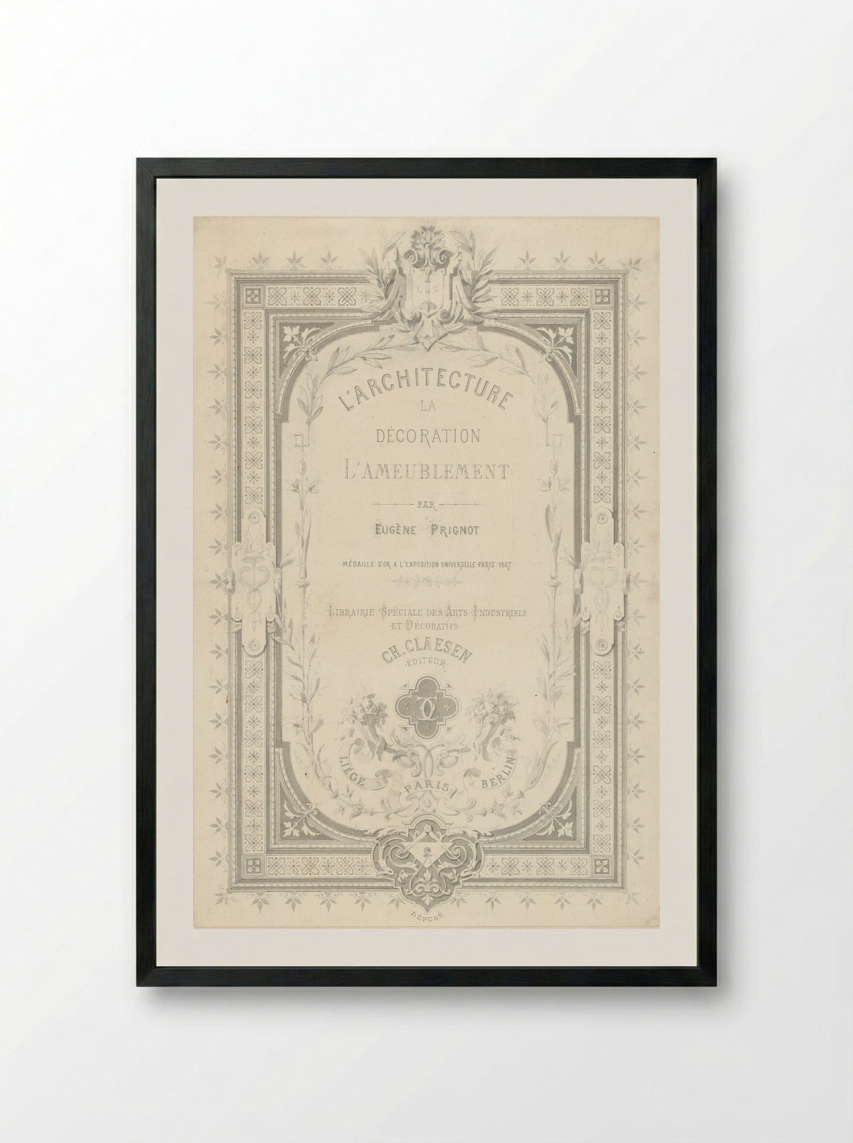 Title Page for L'architecture, la décoration, l'ameublement - Alexandre Eugène Prignot - Framed Print Black