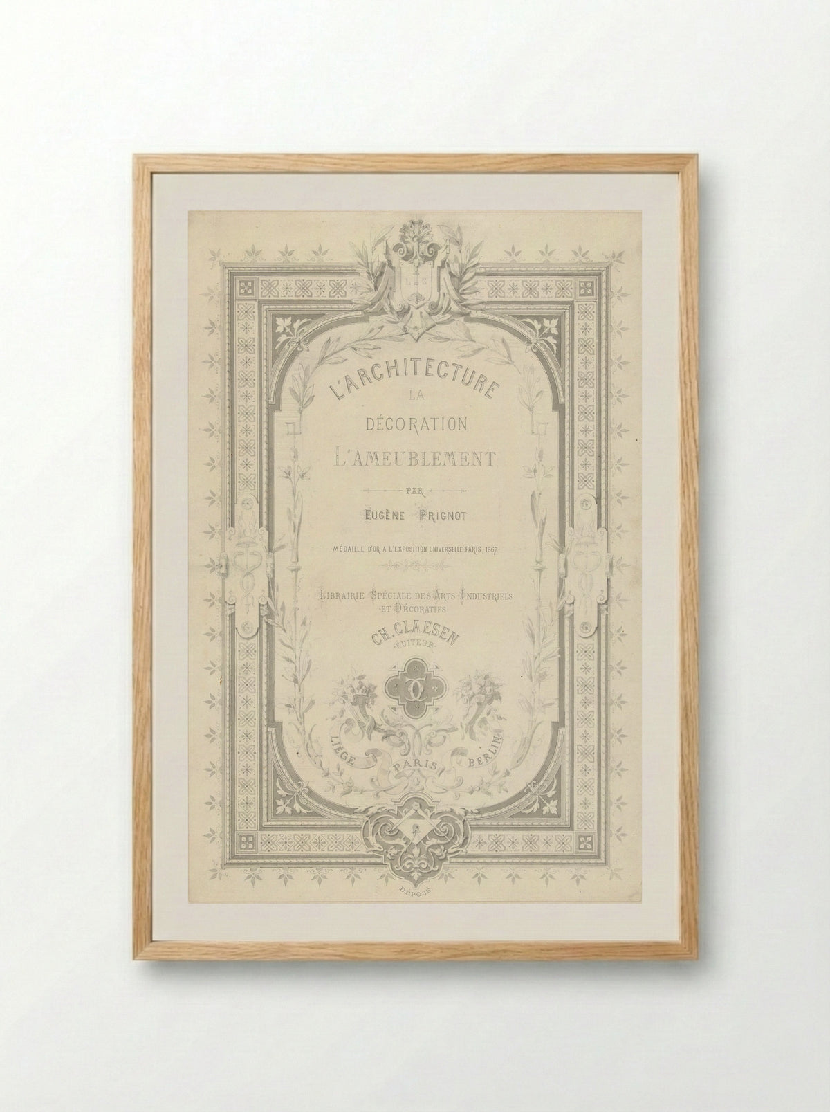 Title Page for L'architecture, la décoration, l'ameublement - Alexandre Eugène Prignot - Framed Print Wood