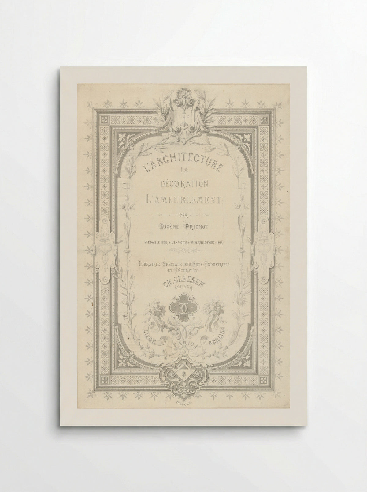 Title Page for L'architecture, la décoration, l'ameublement - Alexandre Eugène Prignot - Poster
