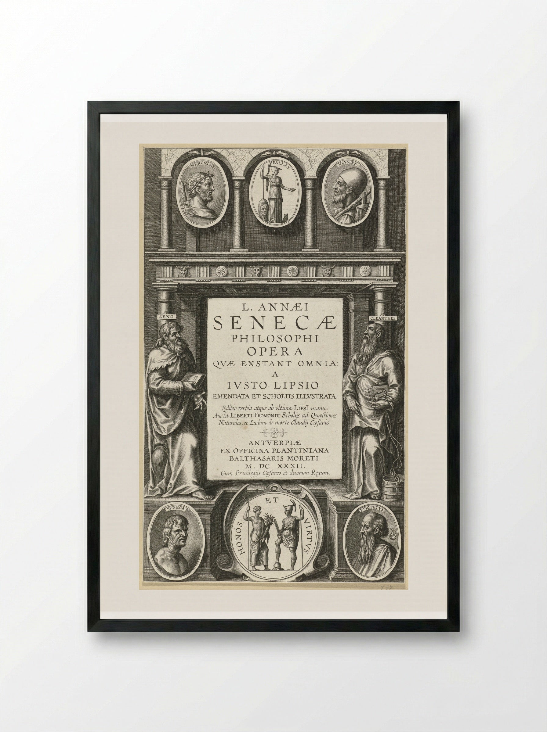 Title Page for L. Annaei Senecae Philosophi Opera - Theodoor Galle - Framed Print Black