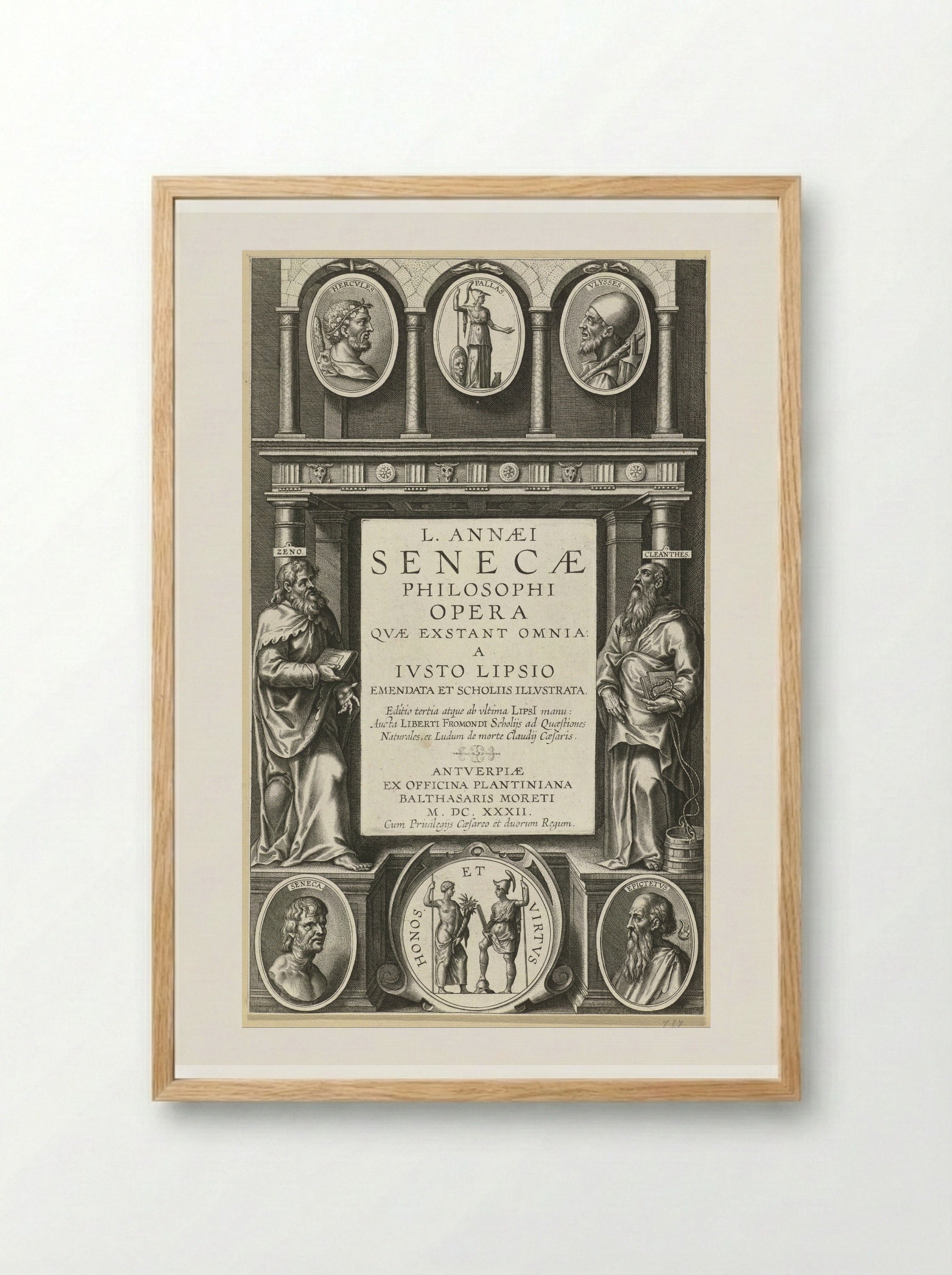 Title Page for L. Annaei Senecae Philosophi Opera - Theodoor Galle - Framed Print Wood
