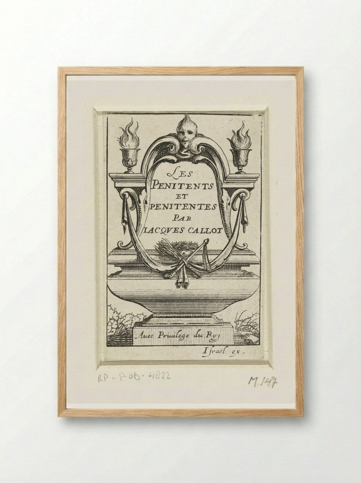 Title Page for 'Les Penitents et Penitentes' - Abraham Bosse - Framed Print Wood