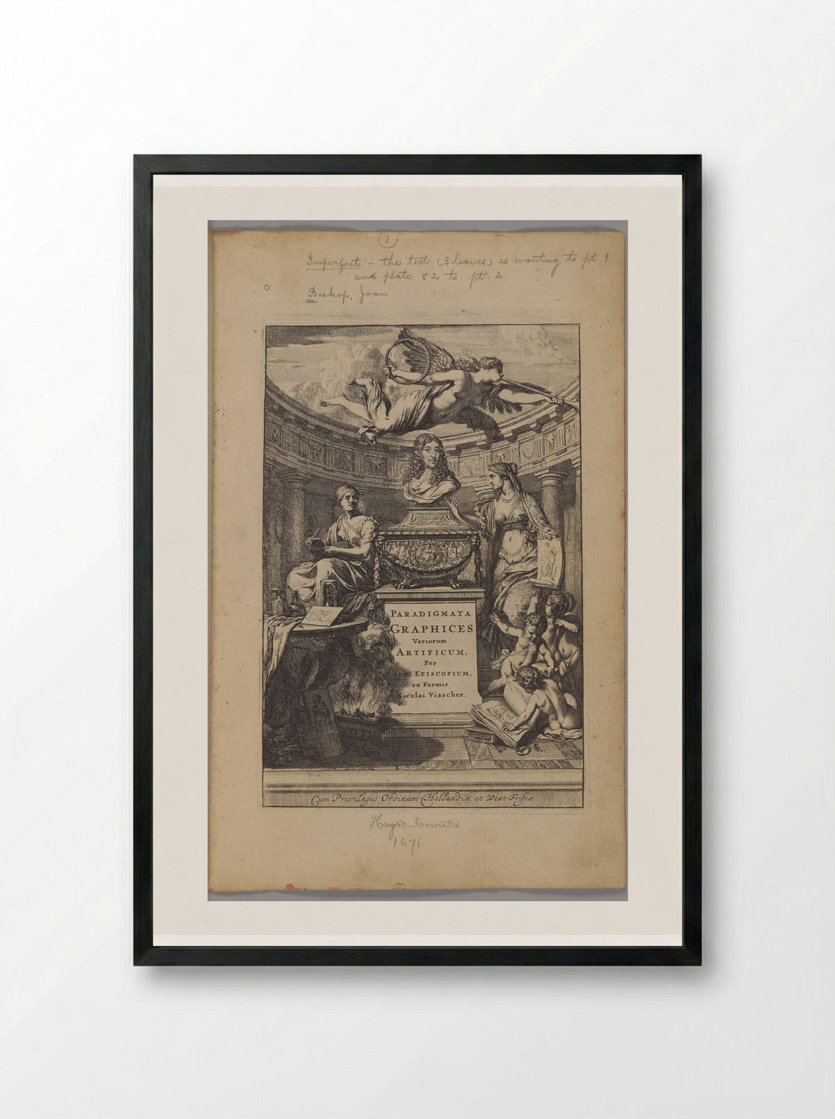 Title Page for Paradigmata Graphices - Gérard de Lairesse - Framed Print Black