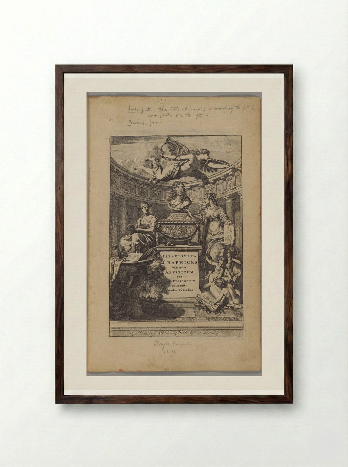 Title Page for Paradigmata Graphices - Gérard de Lairesse - Framed Print Dark Wood
