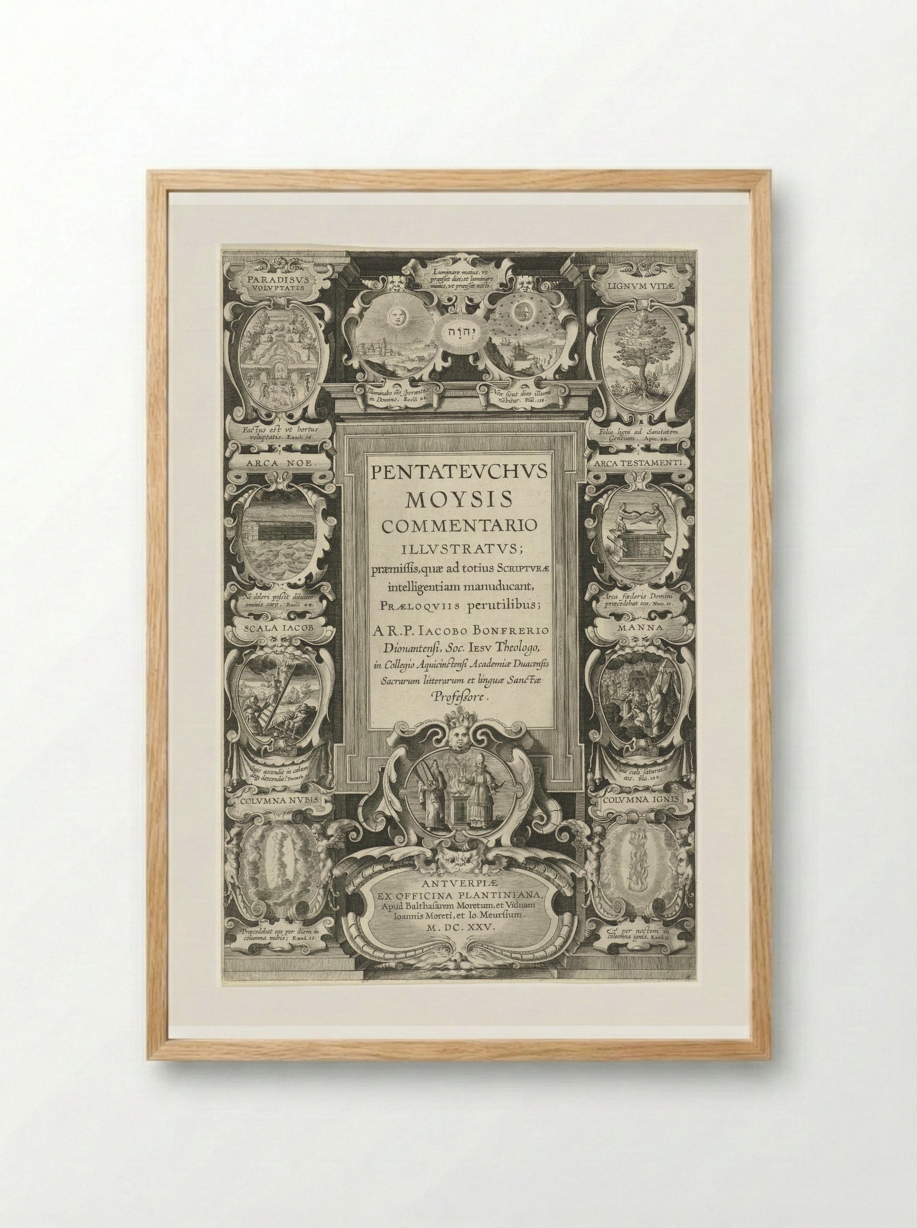 Title Page for Pentateuchus Moysis Commentario Illustratus - Theodoor Galle - Framed Print Wood