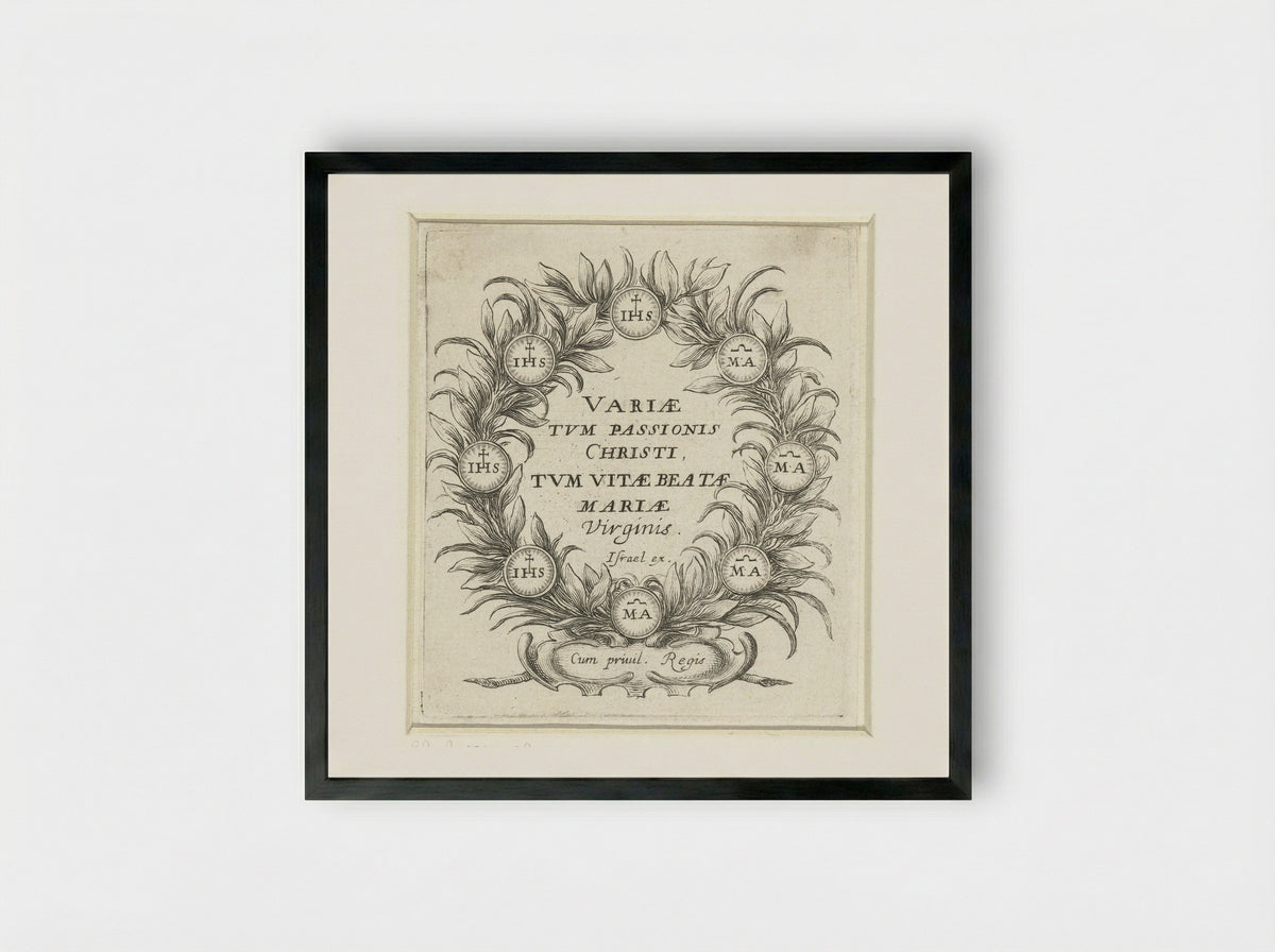 Title Page for Scenes from the Passion and the Life of the Virgin - Abraham Bosse - Framed Print Black
