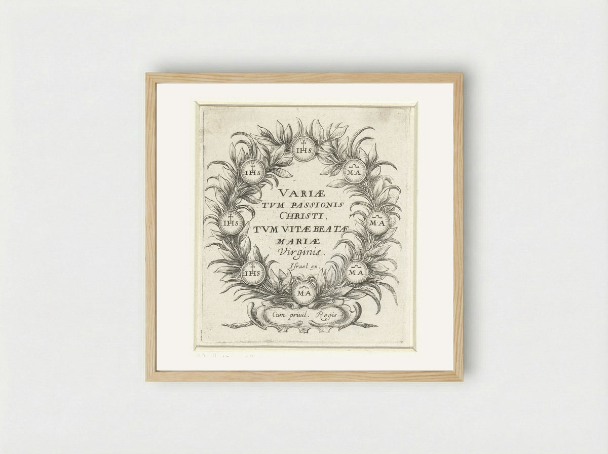 Title Page for Scenes from the Passion and the Life of the Virgin - Abraham Bosse - Framed Print Wood