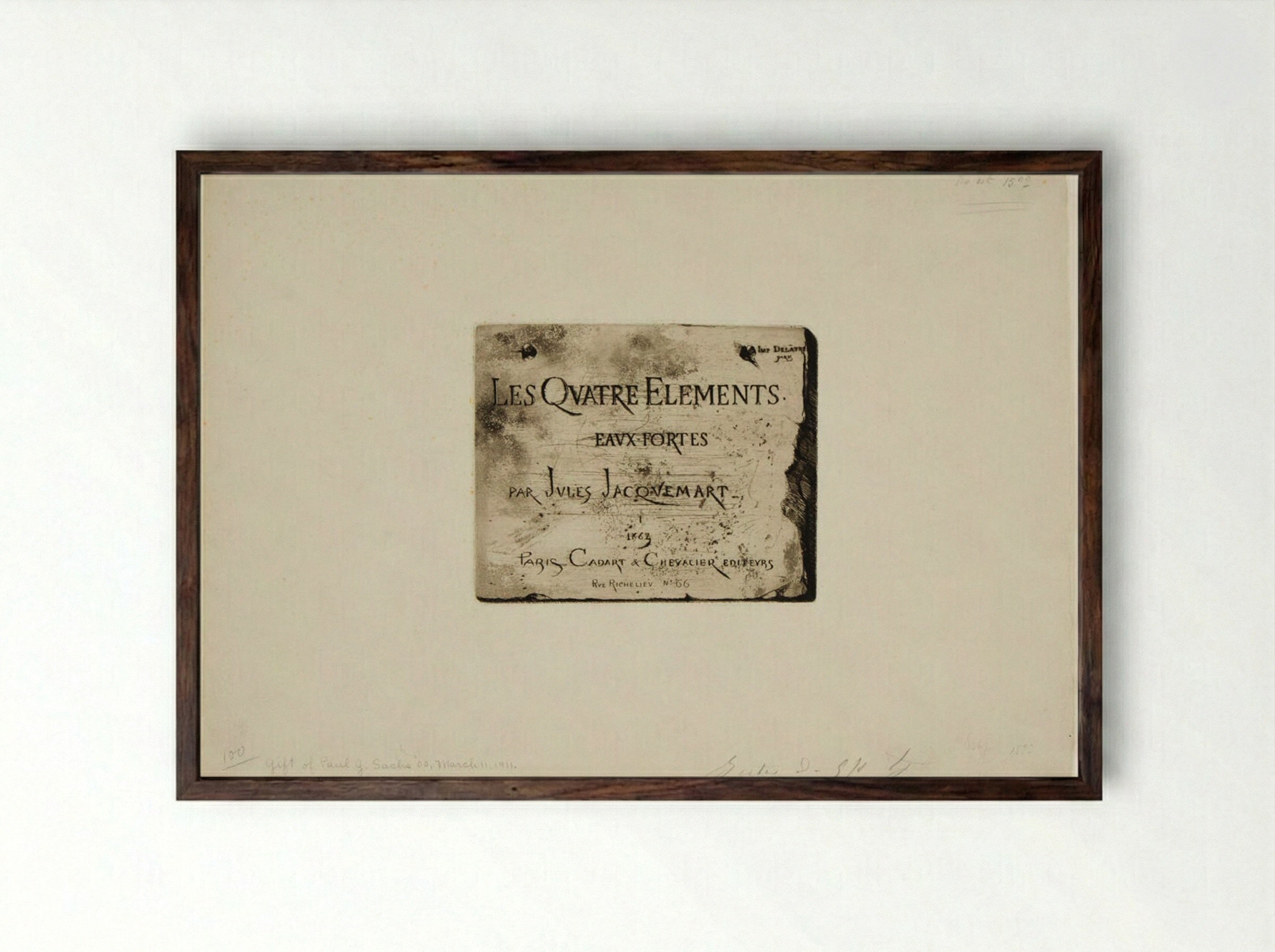Title Page for The Four Elements - Jules Ferdinand Jacquemart - Framed Print Dark Wood