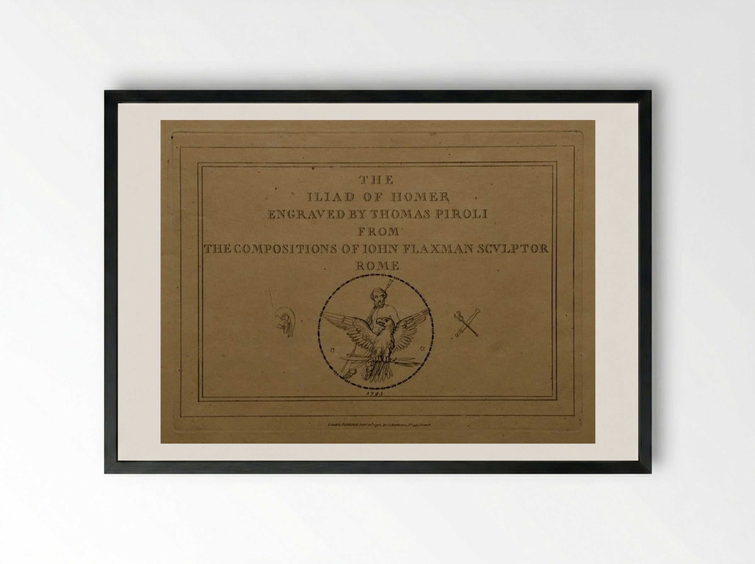 Title Page for The Iliad of Homer - John Flaxman - Framed Print Black