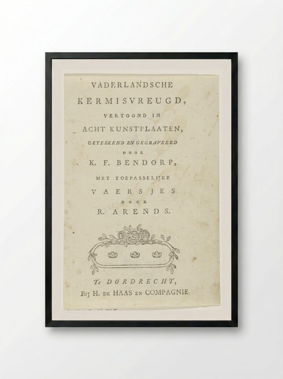 Title Page for Vaderlandsche Kermisvreugd - Carel Frederik Bendorp (I) - Framed Print Black