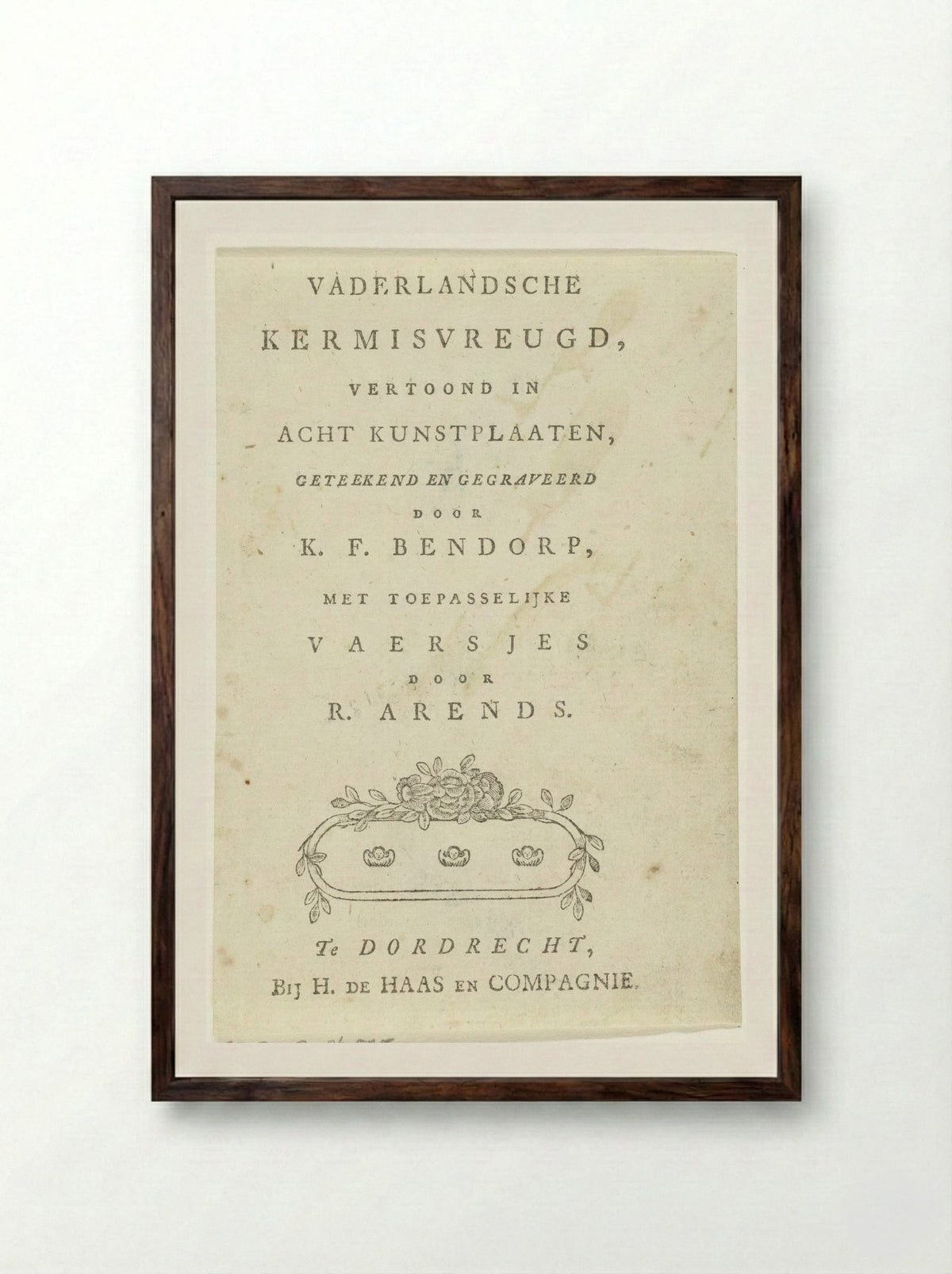 Title Page for Vaderlandsche Kermisvreugd - Carel Frederik Bendorp (I) - Framed Print Dark Wood