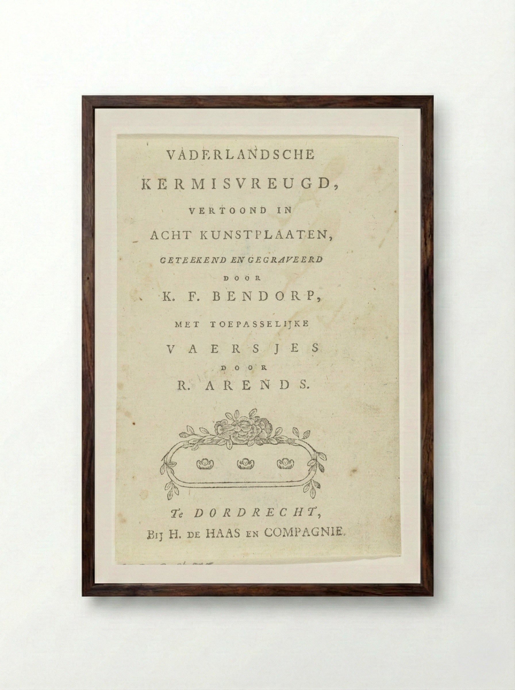 Title Page for Vaderlandsche Kermisvreugd - Carel Frederik Bendorp (I) - Framed Print Dark Wood