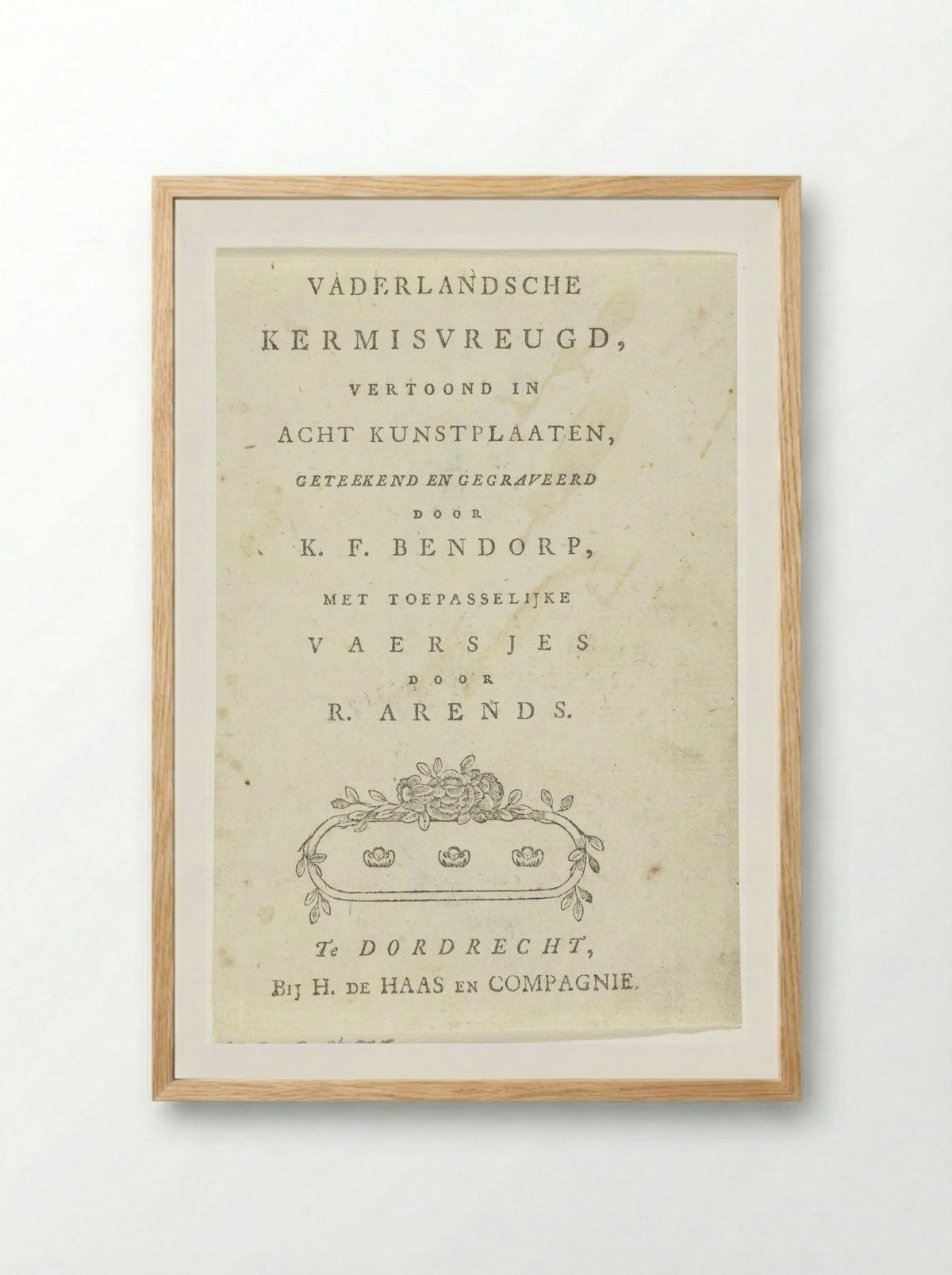 Title Page for Vaderlandsche Kermisvreugd - Carel Frederik Bendorp (I) - Framed Print Wood