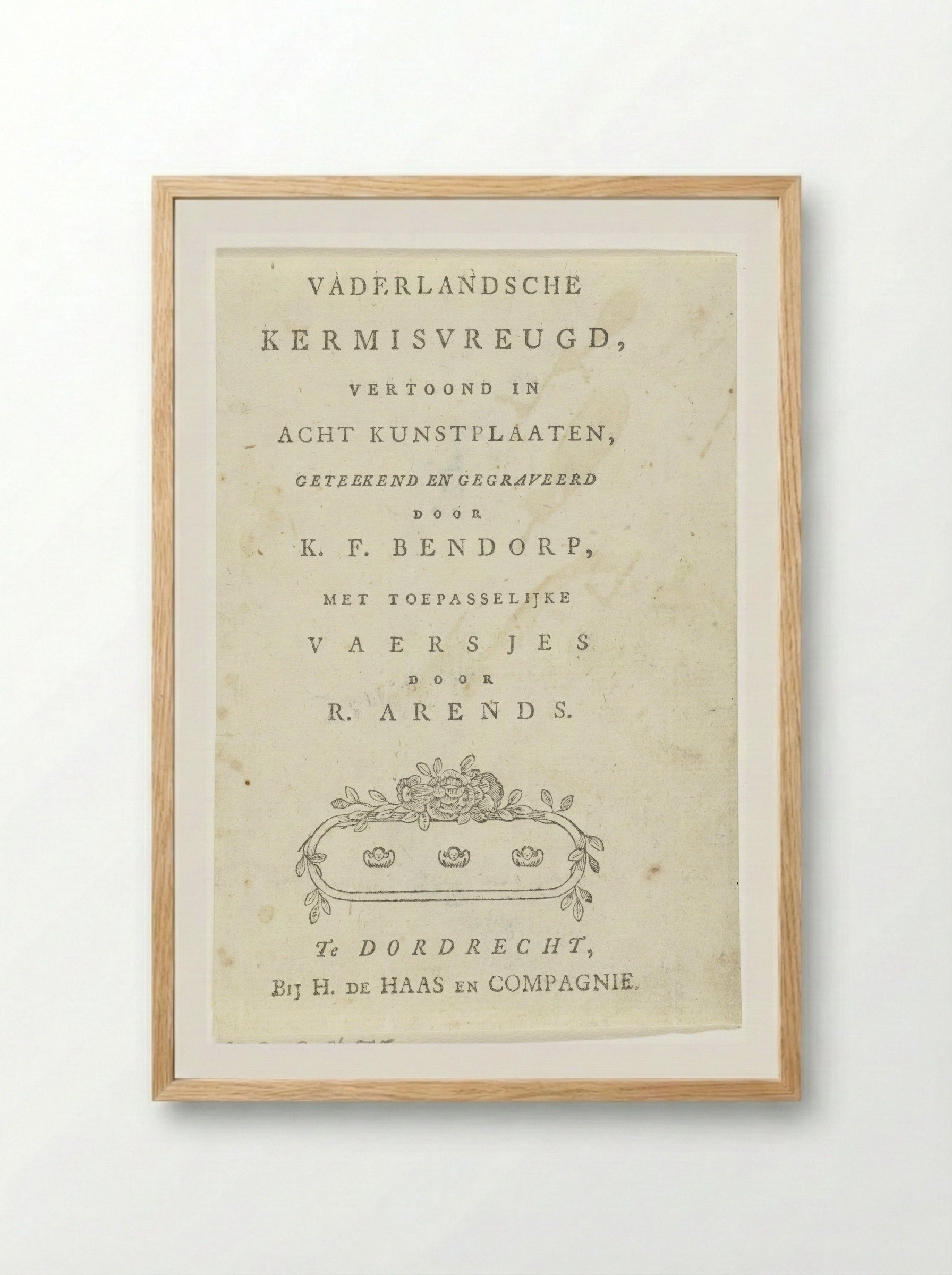 Title Page for Vaderlandsche Kermisvreugd - Carel Frederik Bendorp (I) - Framed Print Wood