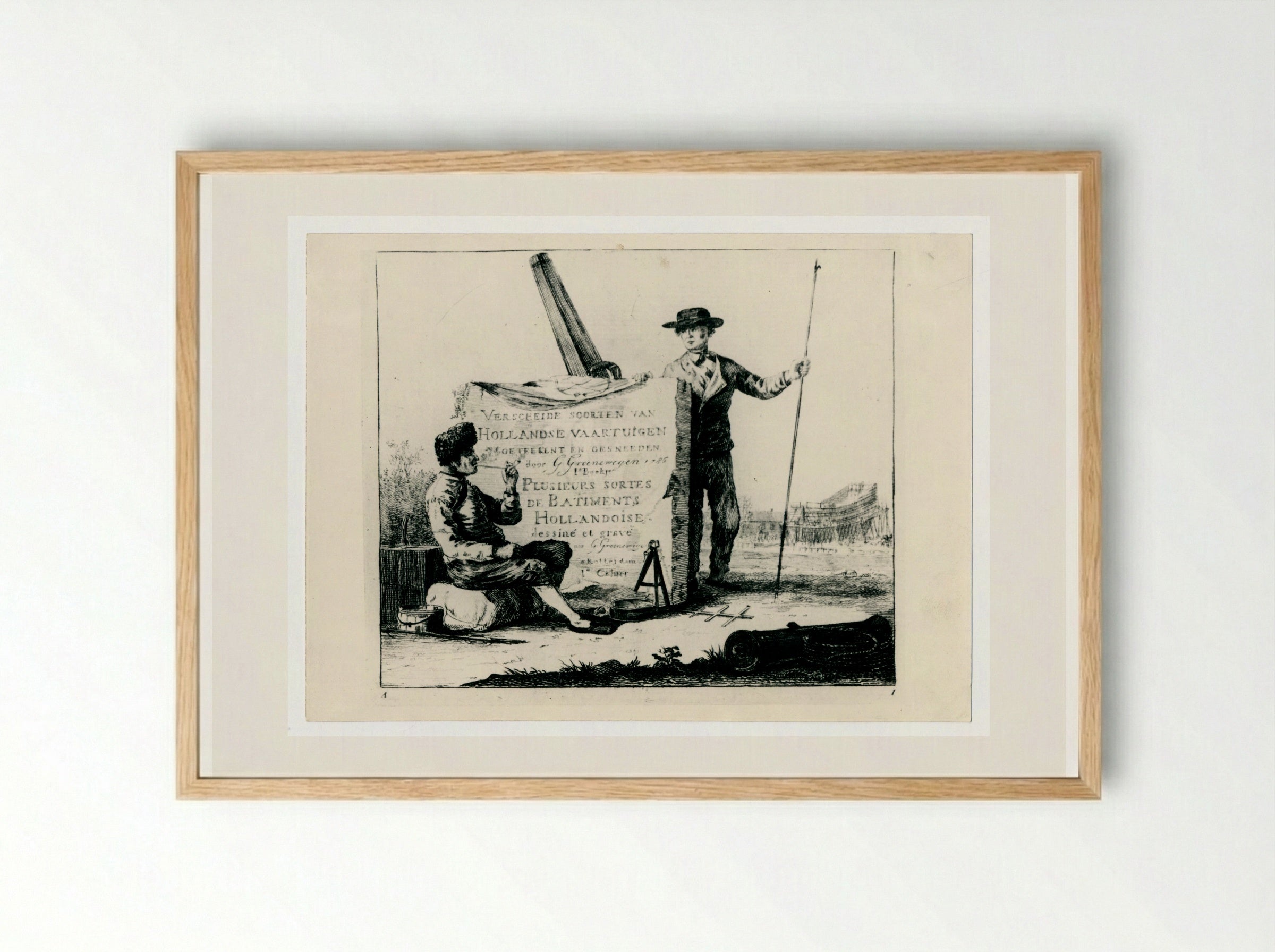 Title Page for Verscheide Soorten van Hollandse Vaartuigen - Gerrit Groenewegen - Framed Print Wood