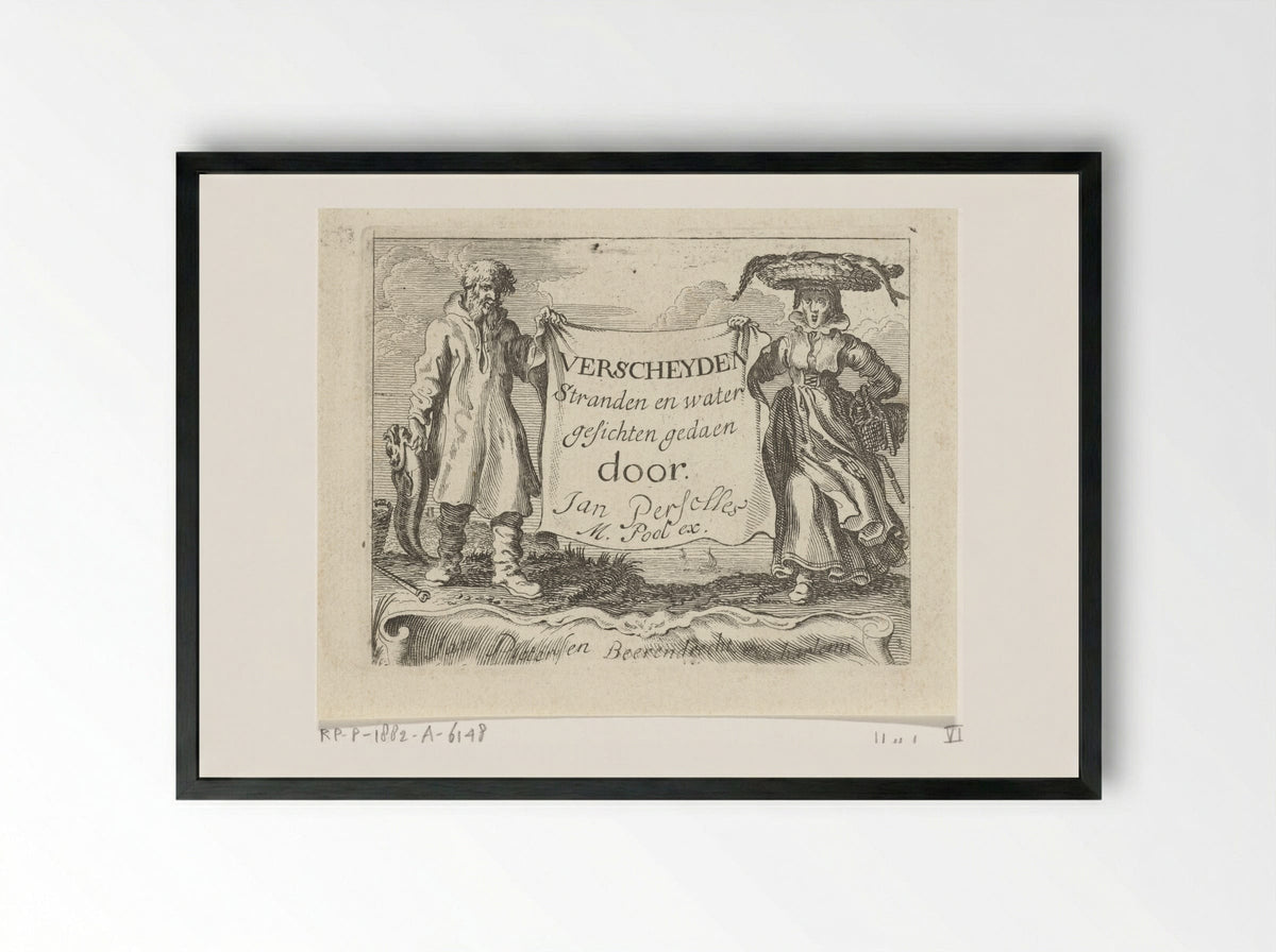 Title Page for 'Verscheyden Stranden en water gesichten' - Gillis van Scheyndel (I) - Framed Print Black