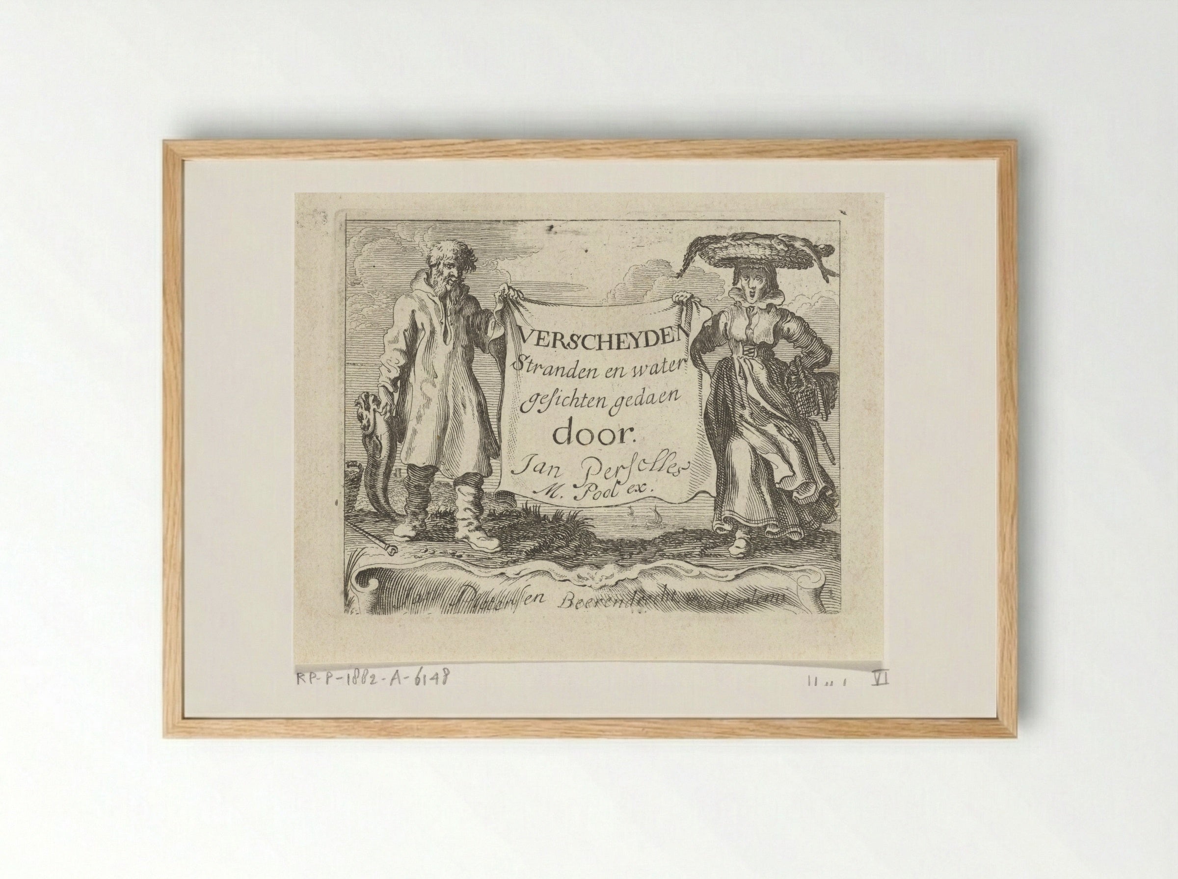 Title Page for 'Verscheyden Stranden en water gesichten' - Gillis van Scheyndel (I) - Framed Print Wood