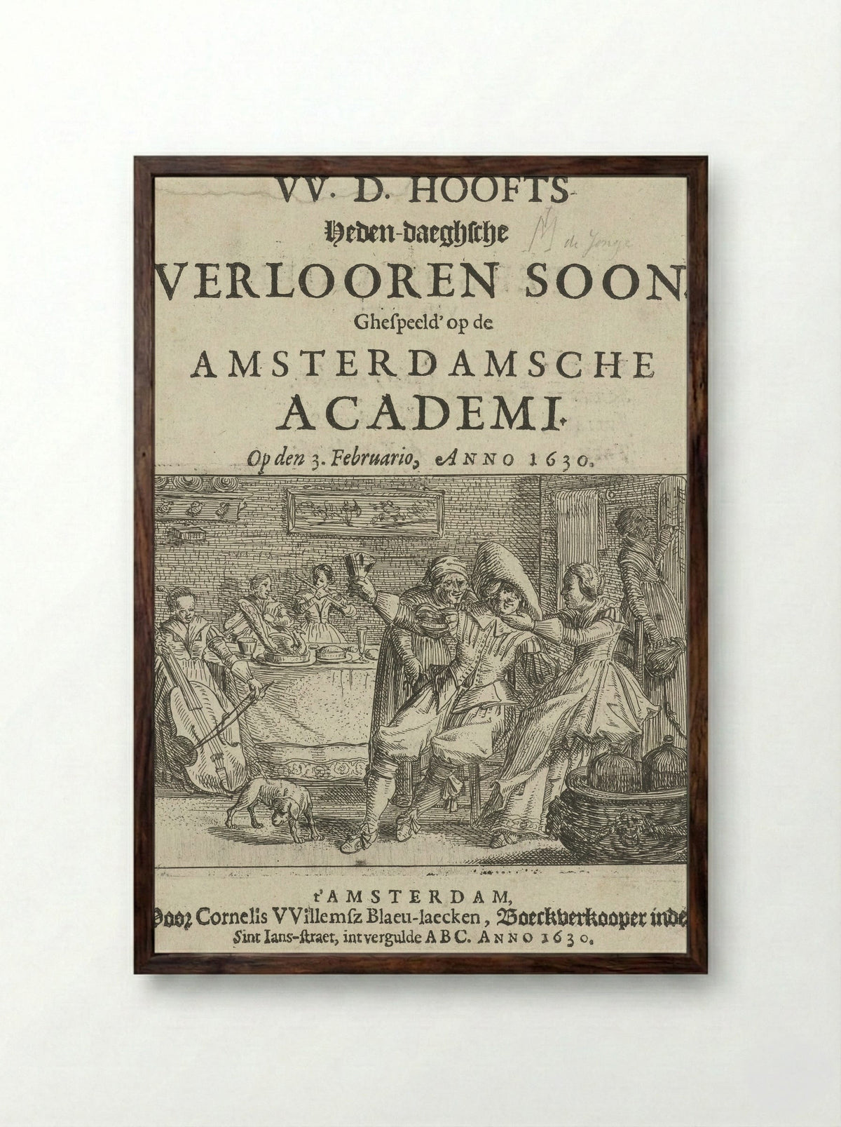 Title Page for W.D. Hooft's Hedendaagse Verloren Soon - Jan Martens de Jonge - Framed Print Dark Wood
