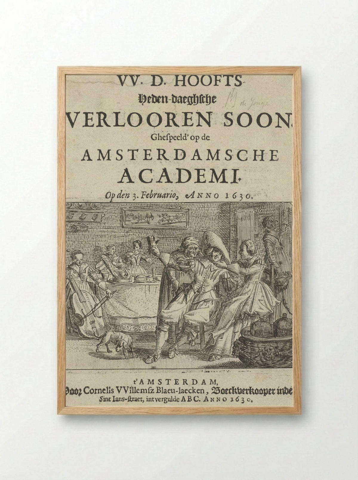 Title Page for W.D. Hooft's Hedendaagse Verloren Soon - Jan Martens de Jonge - Framed Print Wood