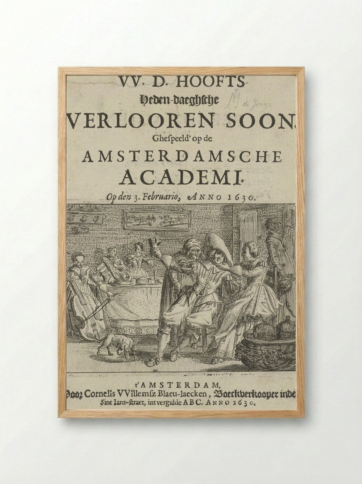 Title Page for W.D. Hooft's Hedendaagse Verloren Soon - Jan Martens de Jonge - Framed Print Wood