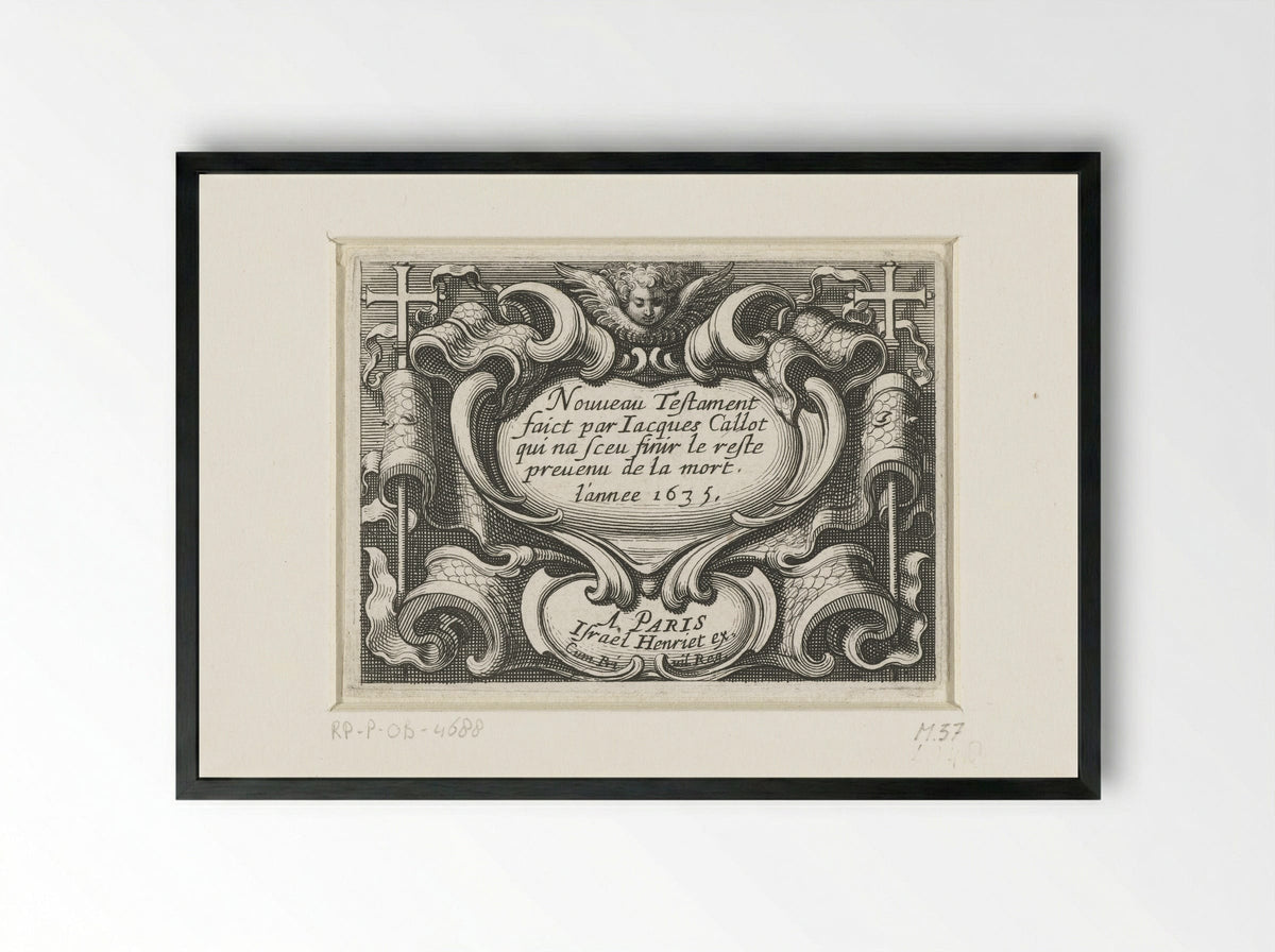 Title Page for a Series of New Testament Scenes - Abraham Bosse - Framed Print Black
