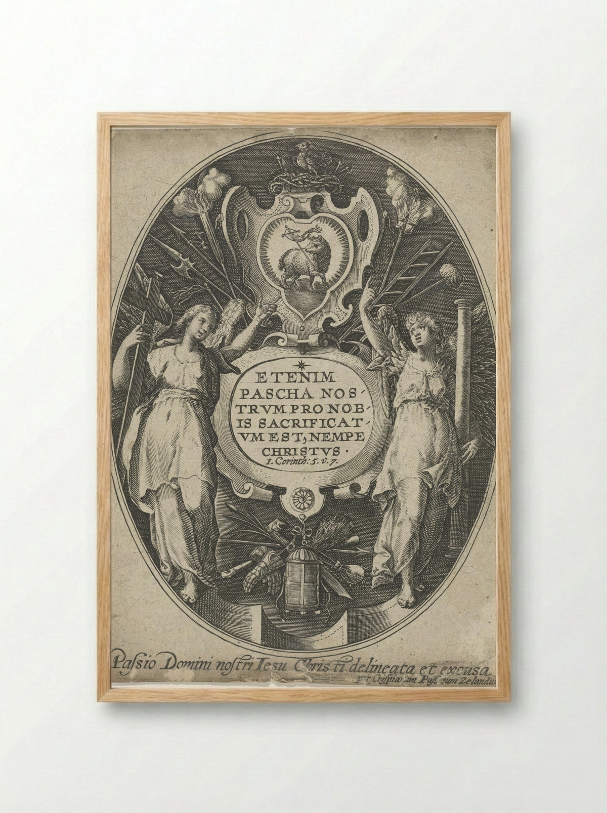 Title Page for a Series on the Passion of Christ - Crispijn van de Passe (I) - Framed Print Wood