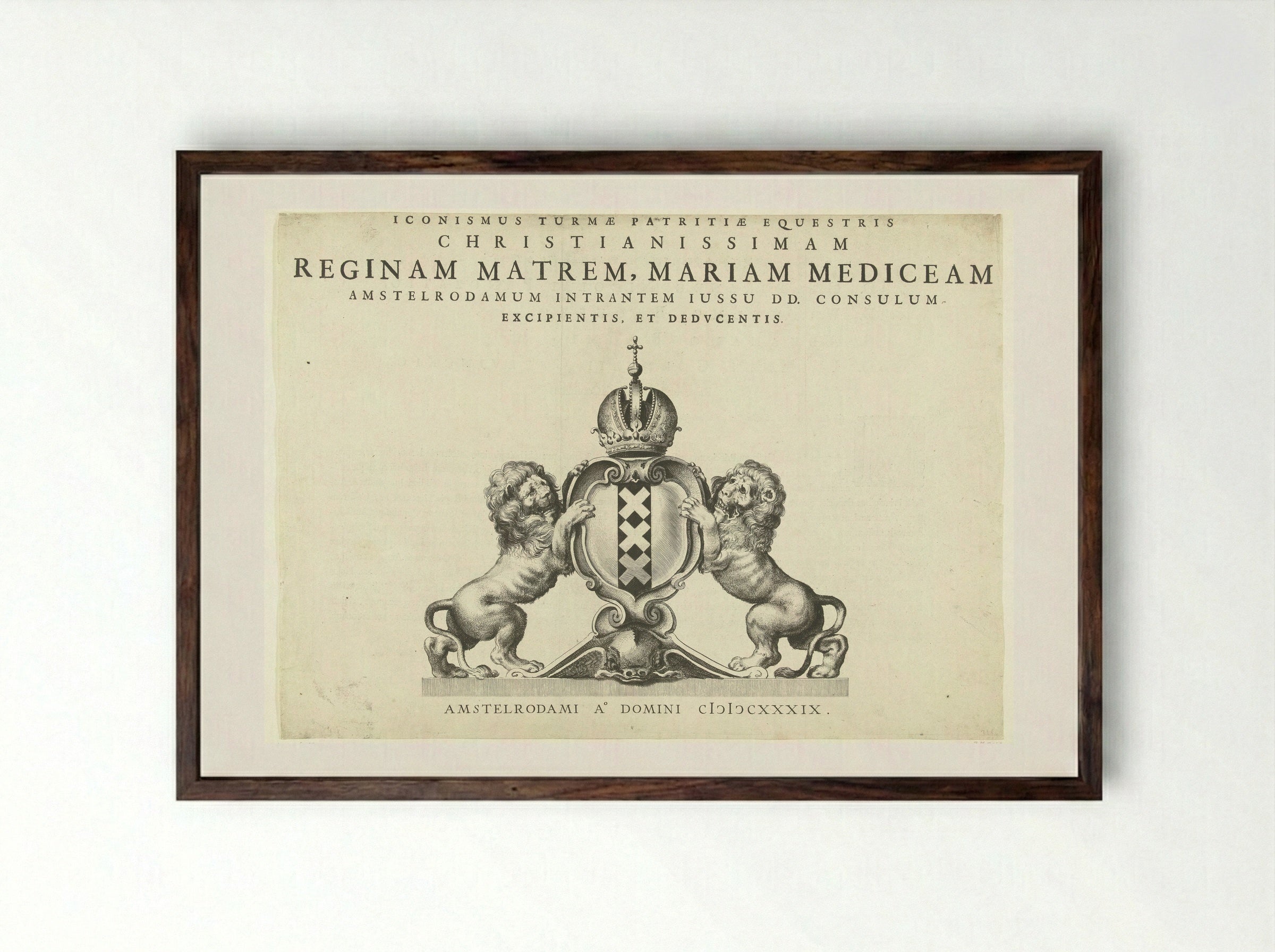 Title Page for the Entry of Maria de' Medici into Amsterdam - Pieter Nolpe - Framed Print Dark Wood