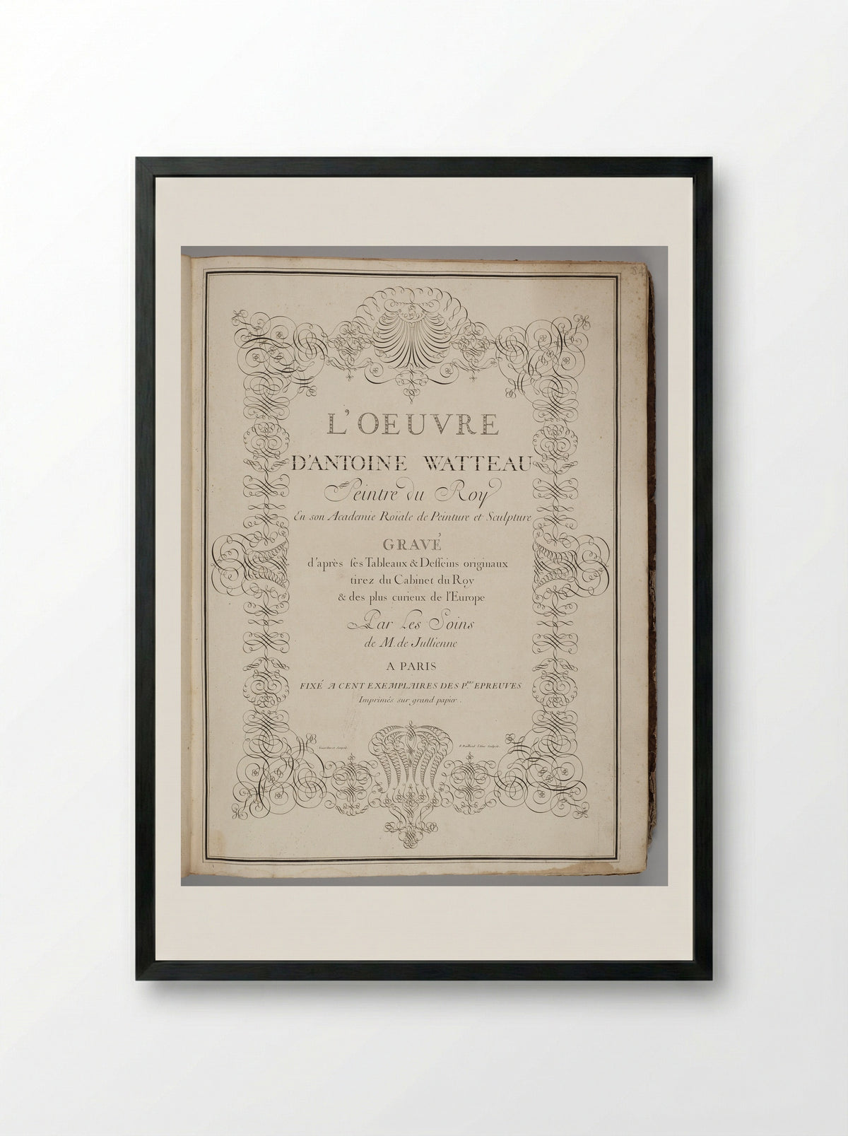 Title Page of L'Oeuvre d'Antoine Watteau - Jean-Antoine Watteau - Framed Print Black