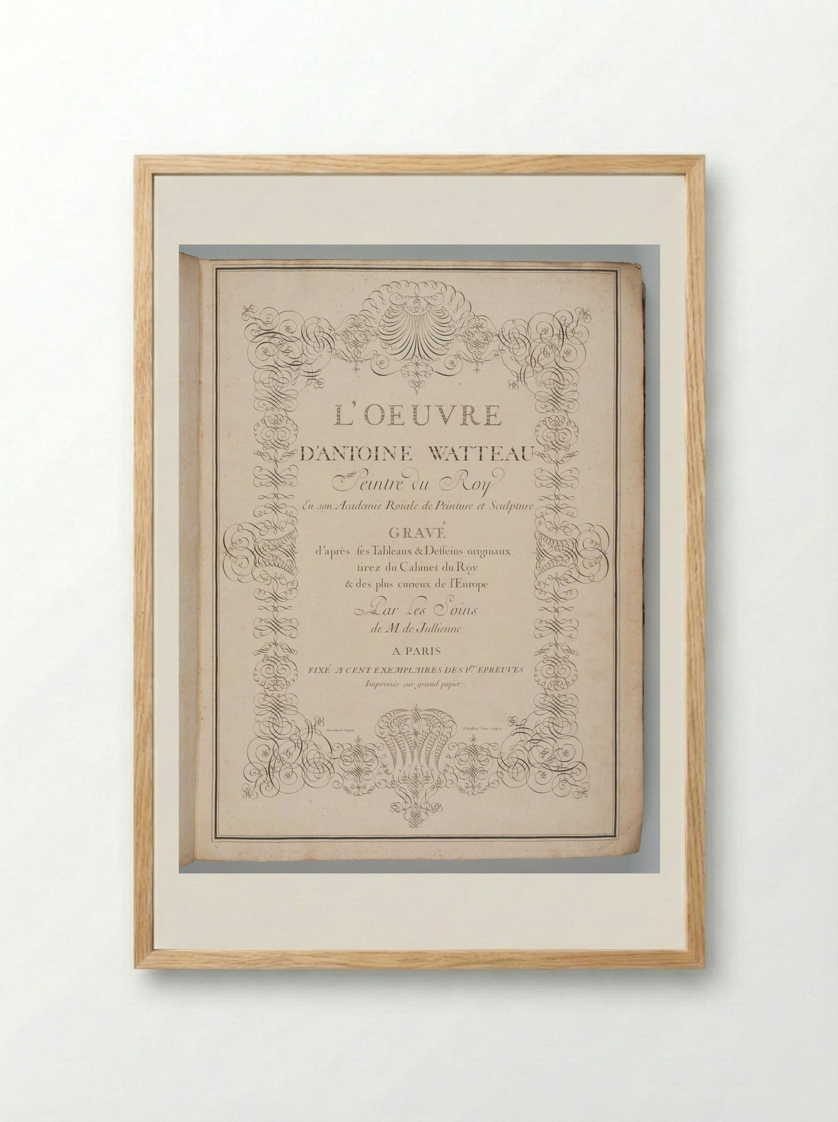 Title Page of L'Oeuvre d'Antoine Watteau - Jean-Antoine Watteau - Framed Print Wood