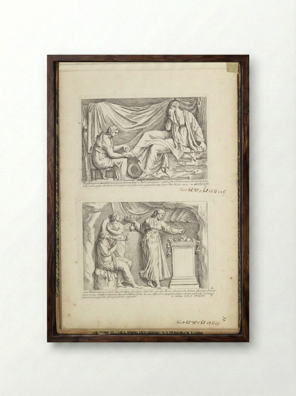 Title Page with Cartouche, Eagles, Dragons and a Crowned Coat of Arms - Giovanni Lanfranco - Framed Print Dark Wood