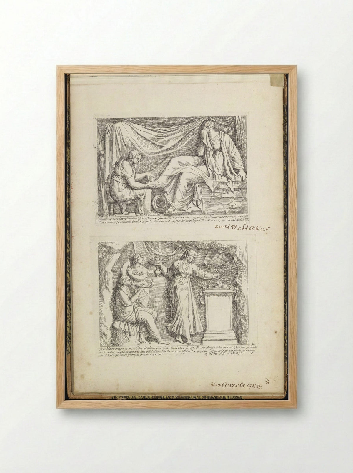 Title Page with Cartouche, Eagles, Dragons and a Crowned Coat of Arms - Giovanni Lanfranco - Framed Print Wood