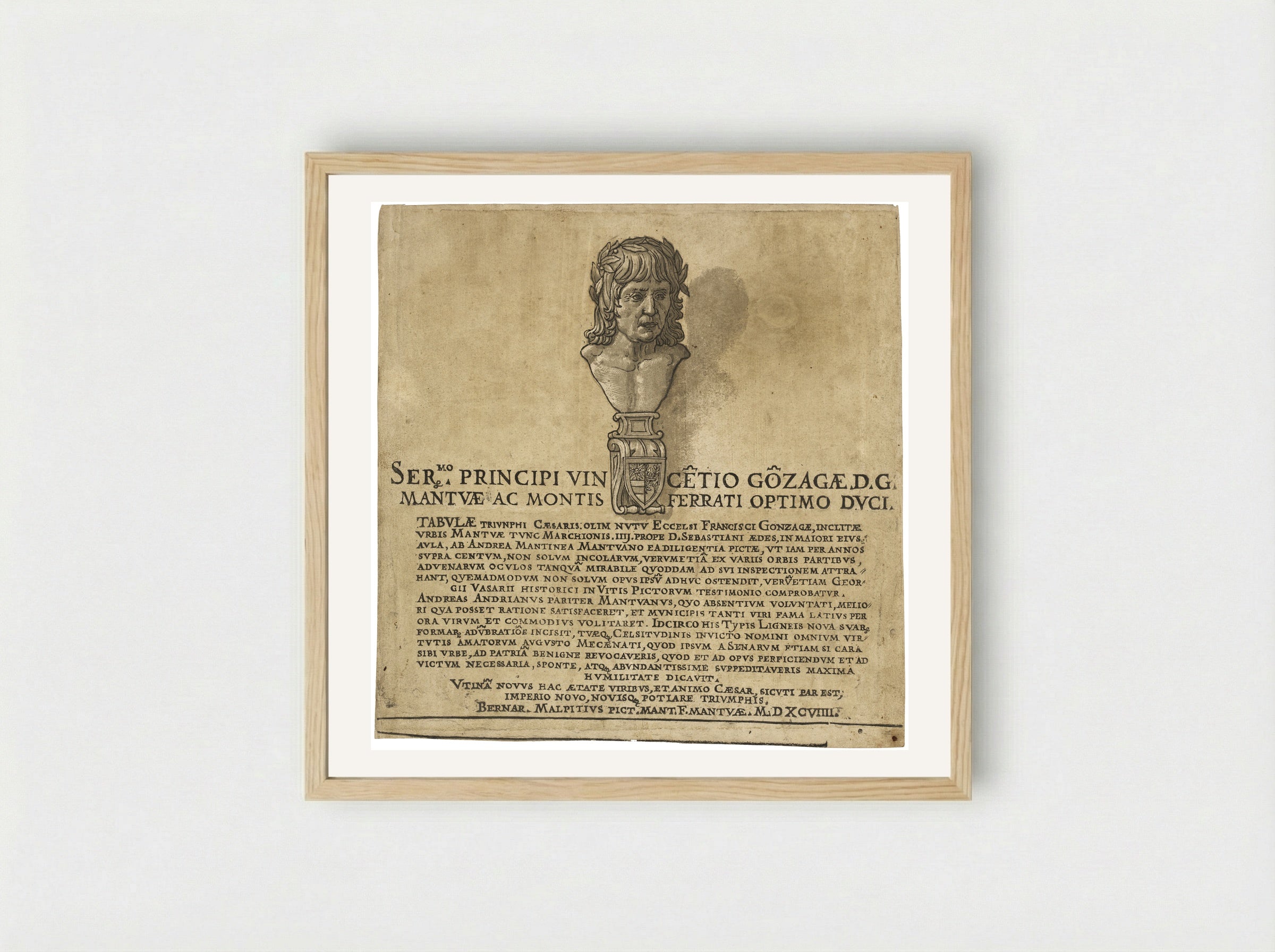 Title Page with Portrait of Andrea Mantegna - Andrea Andreani - Framed Print Wood